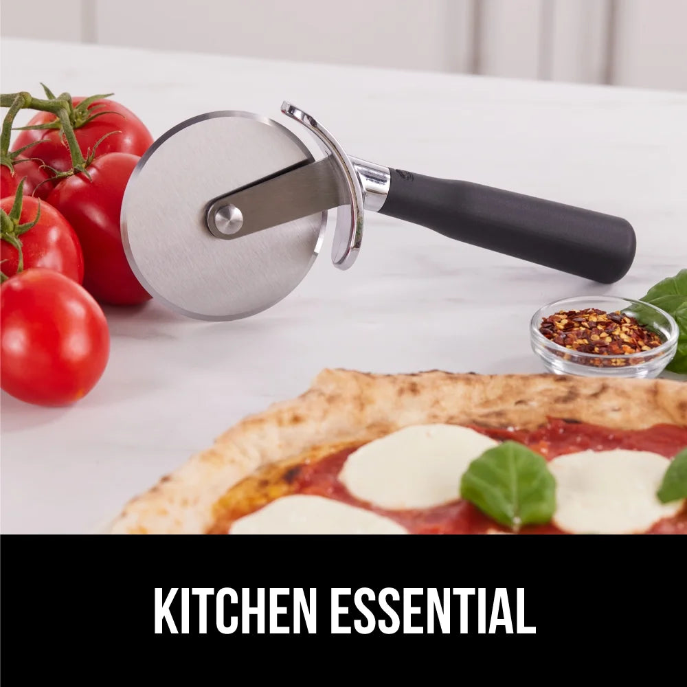 Pizza Cutter Wheel, 9 Inch Pizza Pie Slicer, Rust Resistant Stainless Steel Blade Black