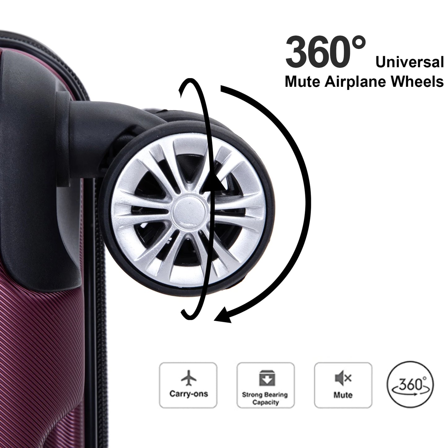 5-Piece Luggage Set: Hardside Suitcases (20", 24", 28") with TSA Lock and Spinner Wheels, Including Duffel Bag (Wine Red)