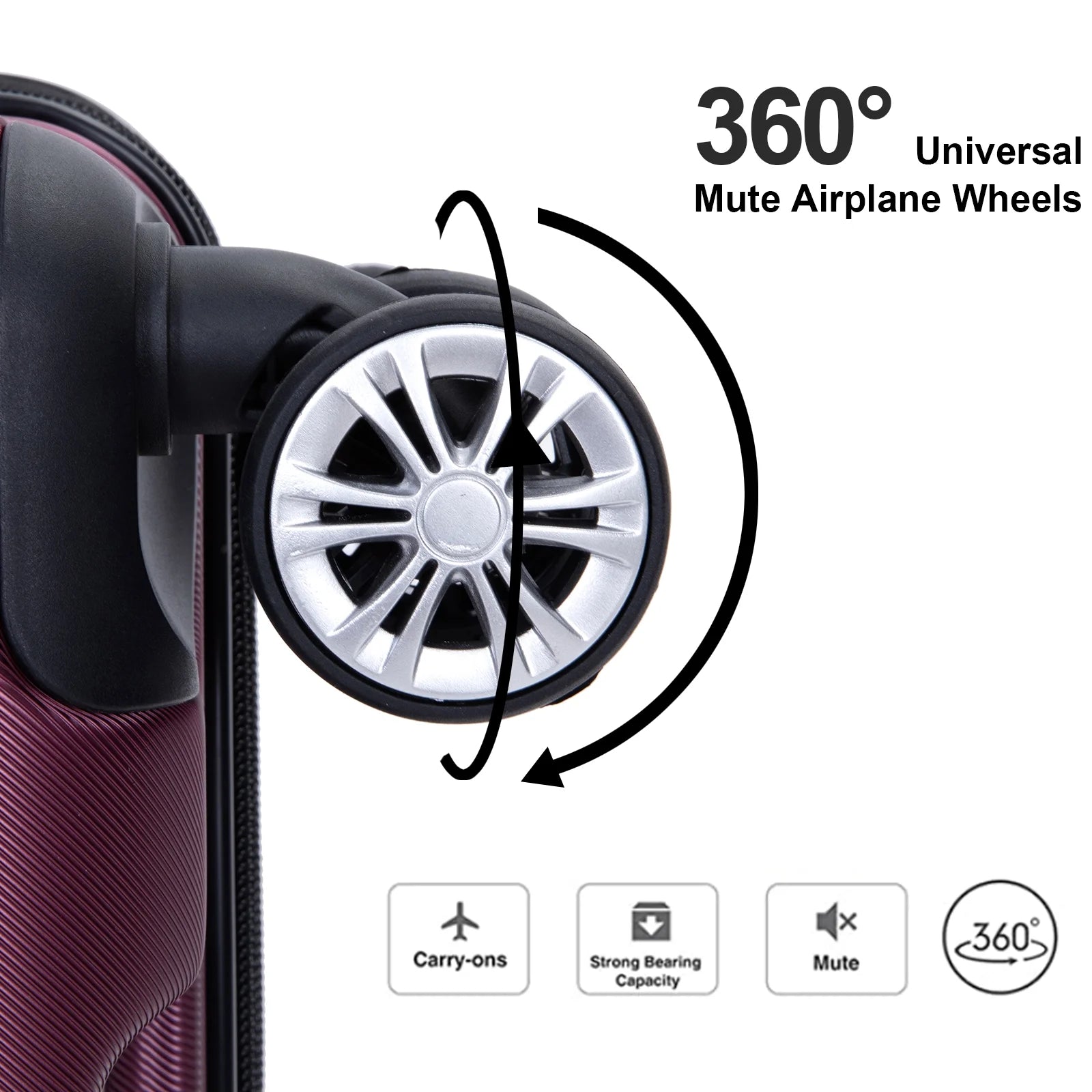 5-Piece Luggage Set: Hardside Suitcases (20", 24", 28") with TSA Lock and Spinner Wheels, Including Duffel Bag (Wine Red)