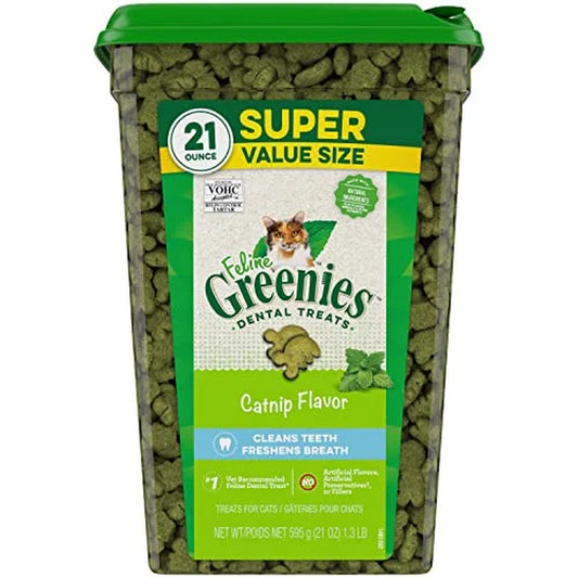 Feline Natural Dental Care Cat Treats Catnip Flavor, 21 Oz. Tub