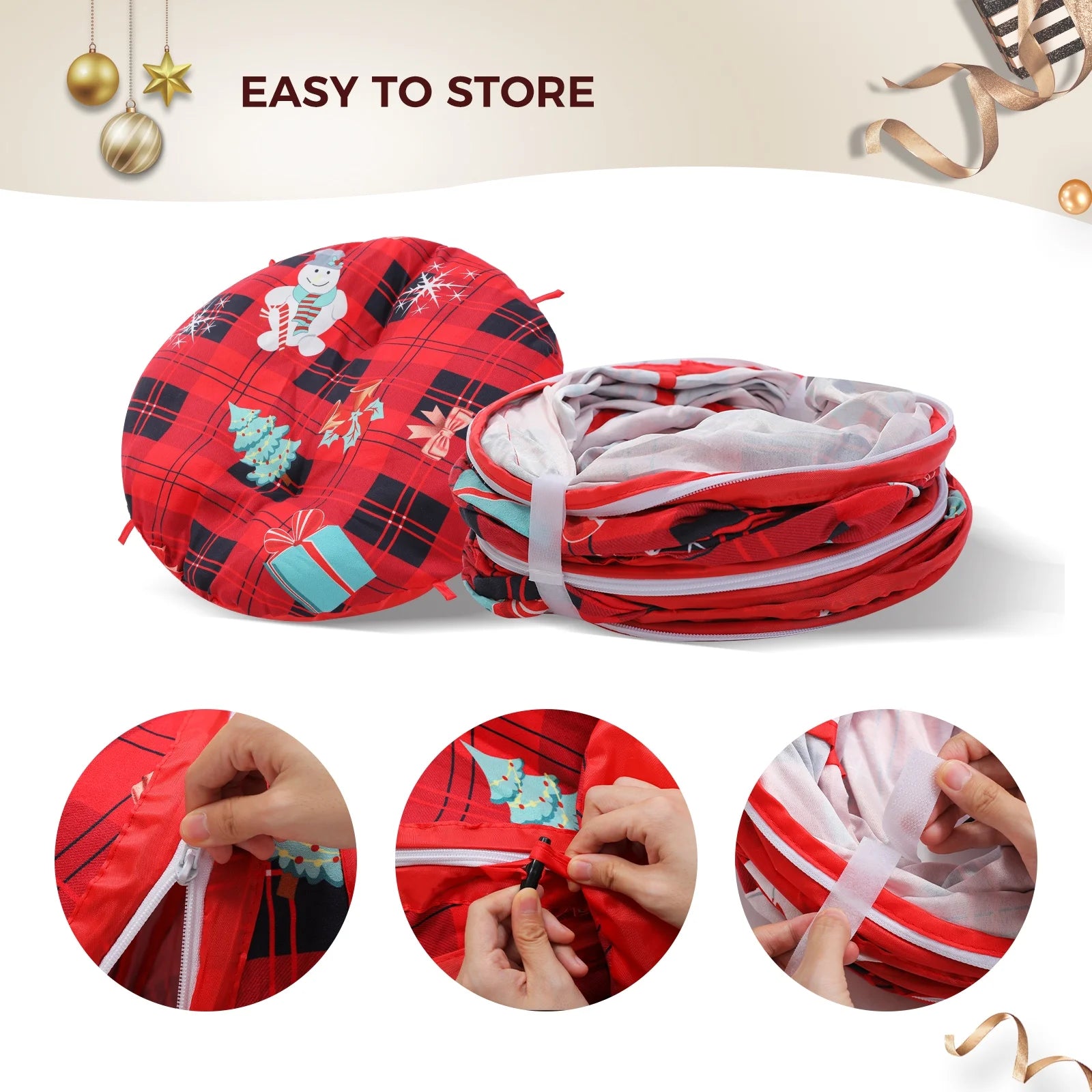 38-Inch Cat Tunnel Bed with Soft Mat - Festive Red Christmas Cat Toy for Indoor Cats