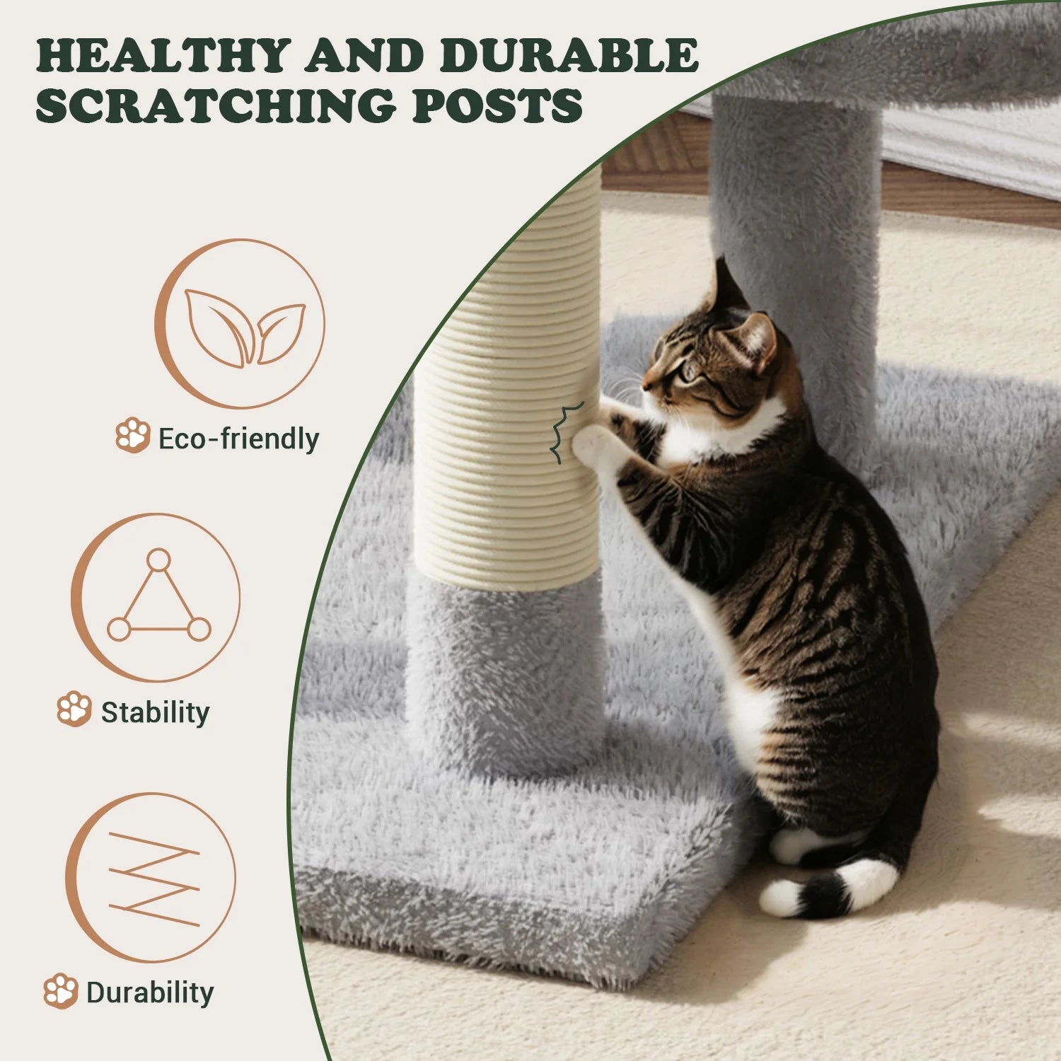 65.7" Large Cat Tree and Tower Condo for Indoor Cats with Dual Scratching Boards, Hammock, and Post in Gray
