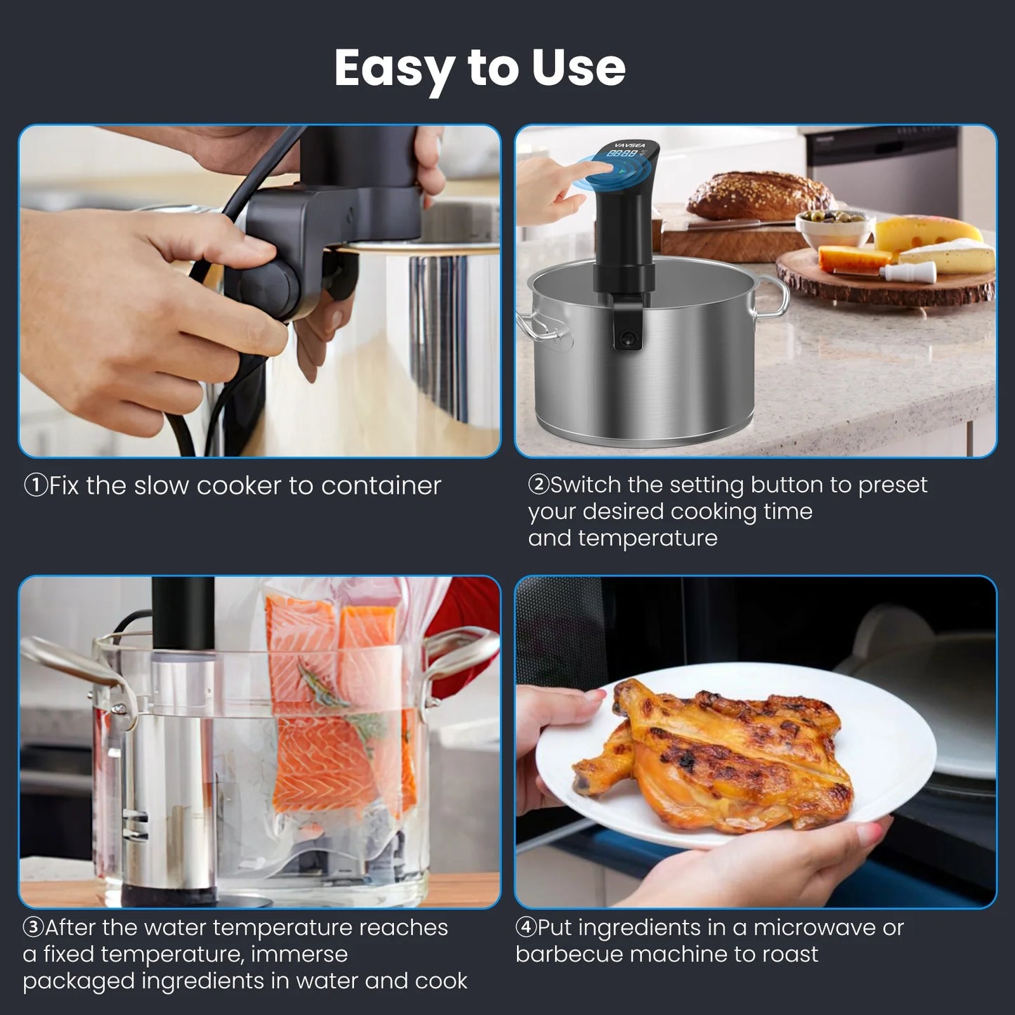 Sous Vide Machines, Precision Cooker, Waterproof Immersion Circulator with Digital Touch Screen and Accurate Temperature Time Control, Sous Vide Device for Home Kitchen