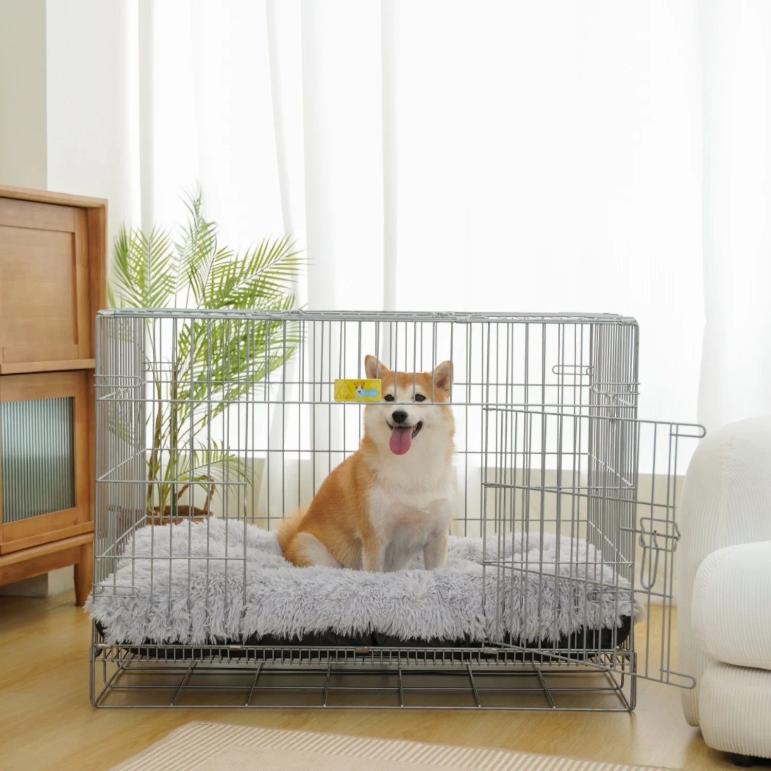 Large Dog Bed - 40 x 26 Inch Plush Washable Dog Mat with Non-Slip Base for Large Dogs, Gray