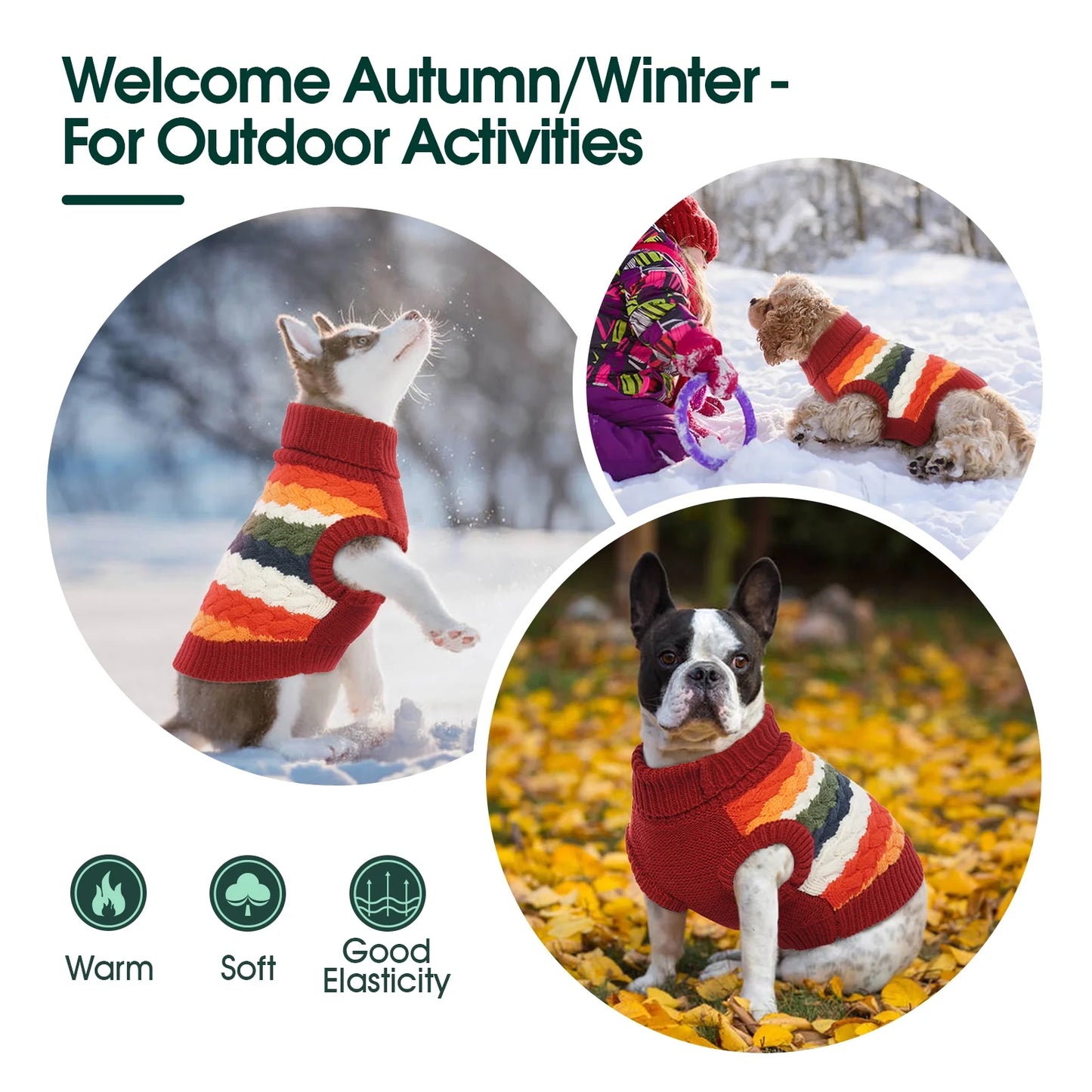 Red Knit Dog Sweater - Soft and Warm Winter Apparel for Dogs and Cats, Size M