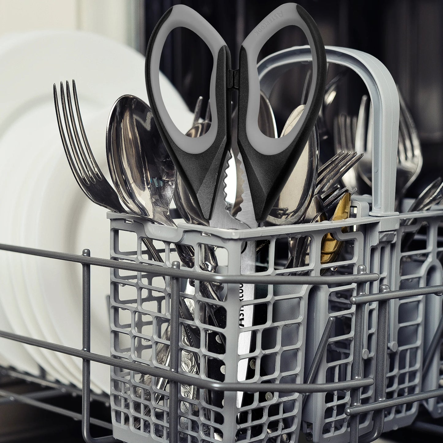 Heavy-Duty Kitchen Scissors Set, Ergonomic Food Shears with Serrated Blade for Poultry, Herbs, and Vegetables, Dishwasher Safe