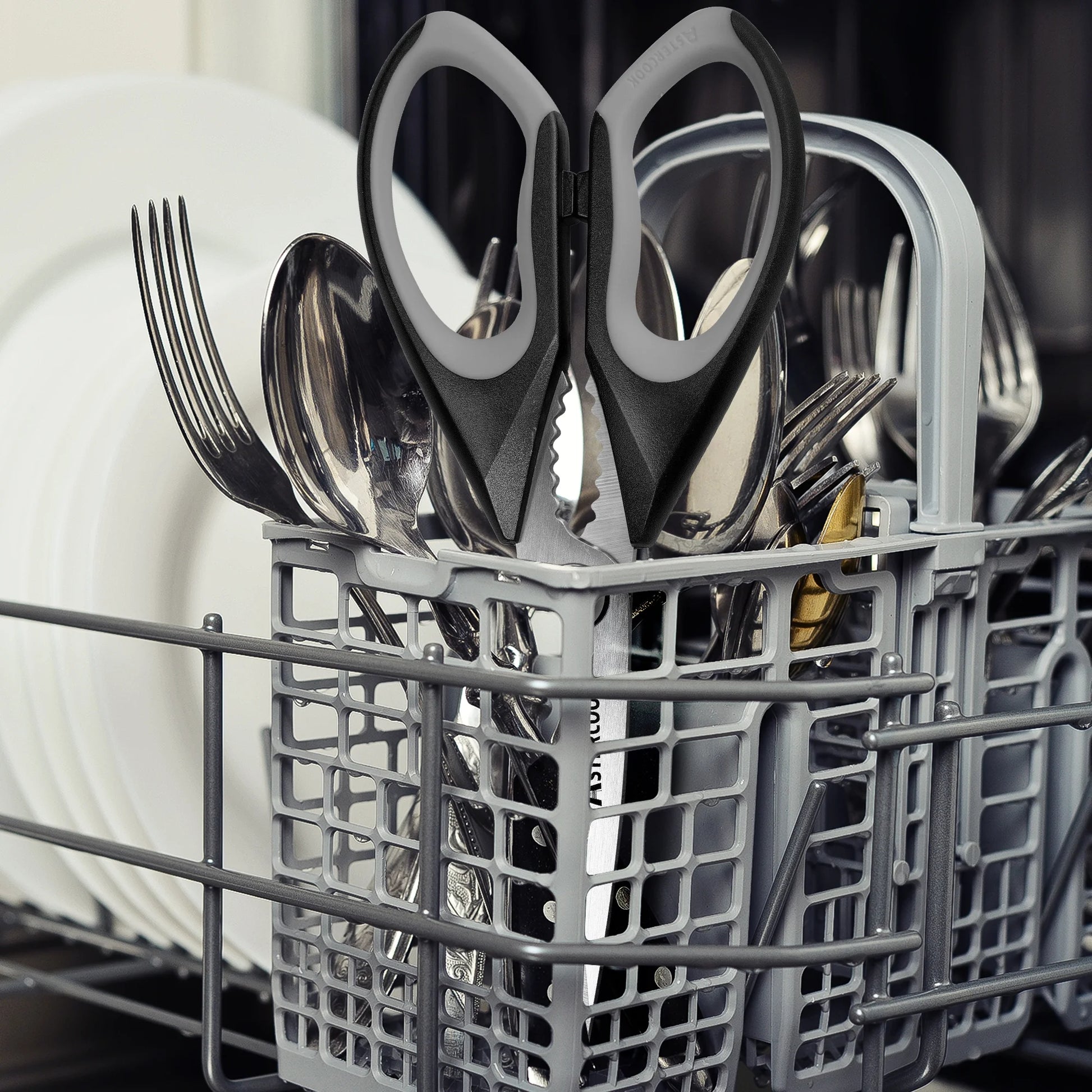 Heavy-Duty Kitchen Scissors Set, Ergonomic Food Shears with Serrated Blade for Poultry, Herbs, and Vegetables, Dishwasher Safe