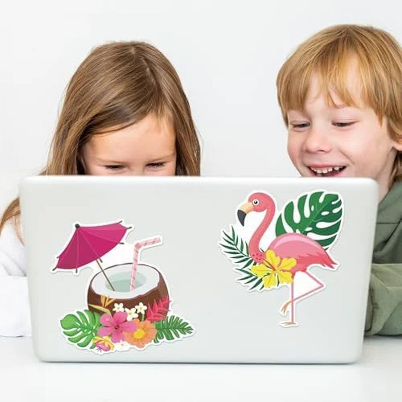 Tropical Hawaii Cruise Magnetic Door Decorations - Set of 7 Summer Beach Fridge Magnets Featuring Flamingo and Coconut Drink Designs for Carnival Party Decor