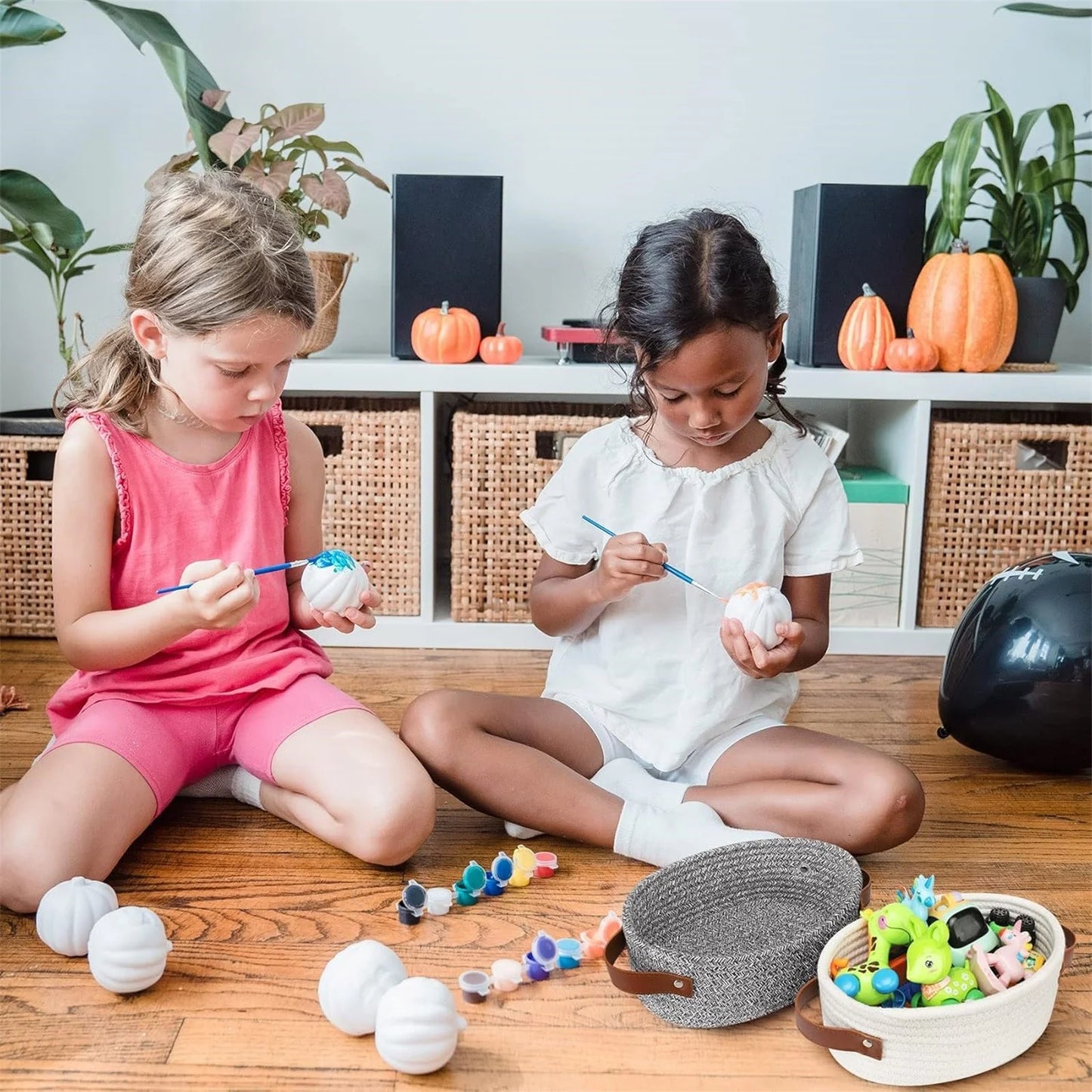 Clearance Small Woven Basket Mini Cotton Rope Storage Basket Tiny White Easter Basket Shelf Basket Oval Decorative Basket Empty Gift Basket for Home & Kitchen Khaki
