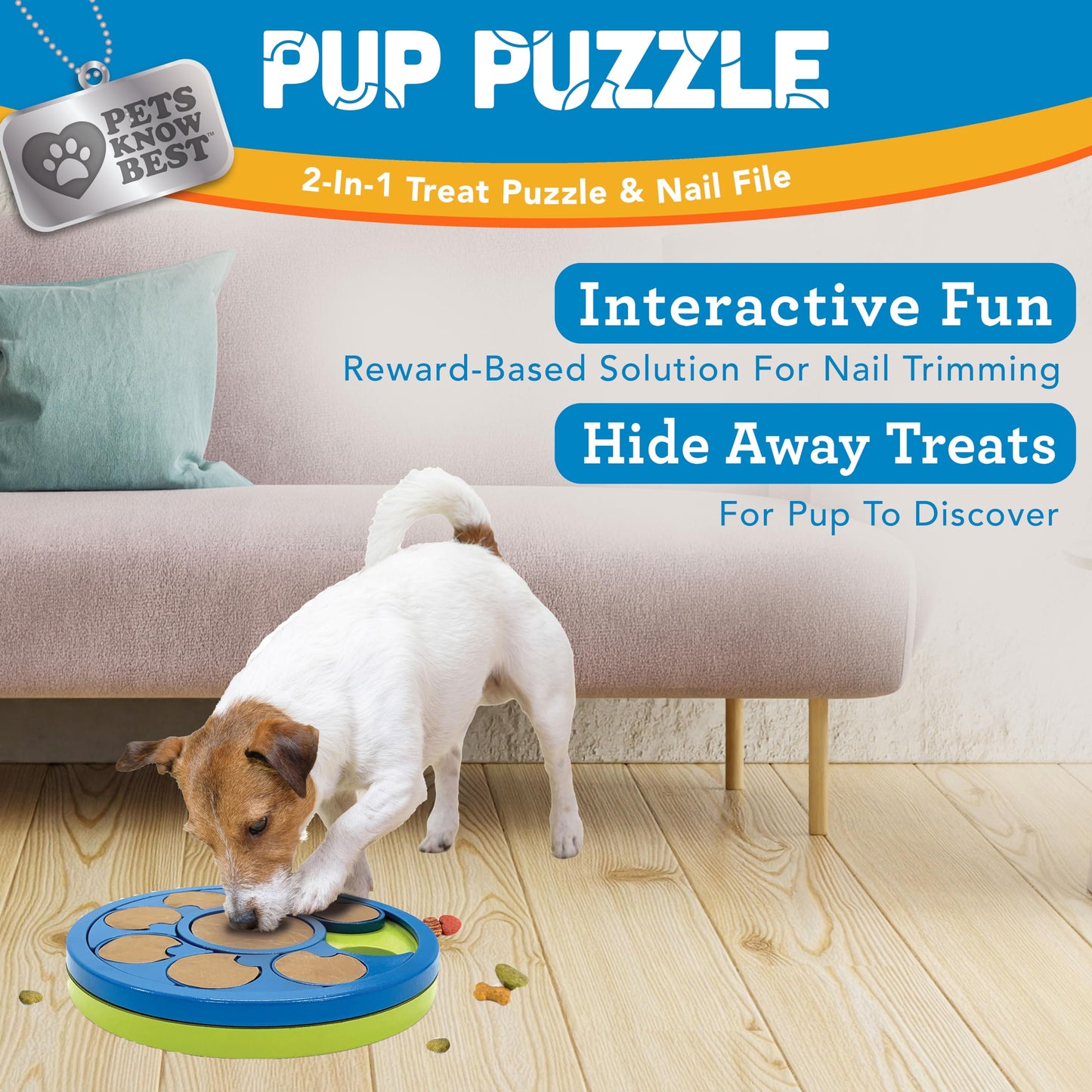 Pup Puzzle Interactive Dog Nail File Treat Dispensing Toy, Mentally Stimulating Nail Trimmer, Paw Care and Play Toy | Difficulty Level; Easy