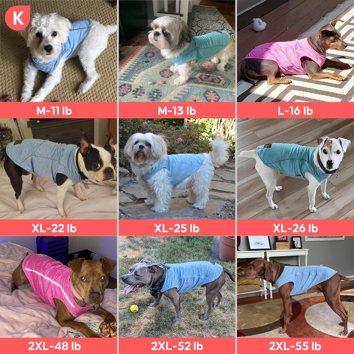 KYEESE Reflective Dog Shirt, Lightweight Sun Protection Dog T Shirts for Small Dogs Boy, Breathable Sleeveless Pet Tank Top High Visibility Summer Dogs Clothes for Night Walking Outdoor, Blue, M