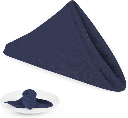 SILOON Navy Blue Heavy Duty Polyester Napkins - 17 X 17 Inch Solid Washable Cloth Dinner Napkins - Set of 12 Napkins - Great for Weddings, Parties, Banquets Dinner & More