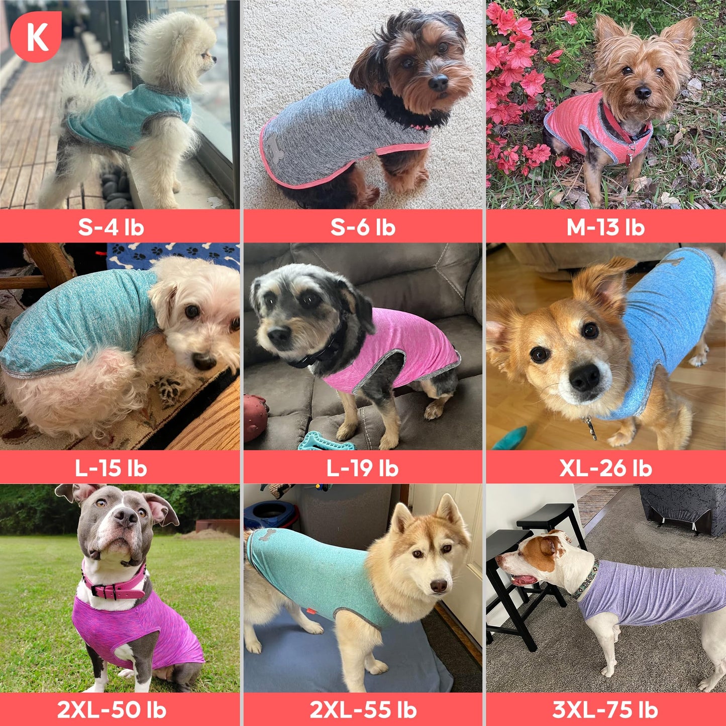 KYEESE 2Pack Dog Shirt, Lightweight Sun Protection Sleeveless Dog T Shirts for Small Dogs Boy, Breathable Pet Reflective Tank Top Summer Dogs Clothes for Outdoor Walking, Grey+Light Blue, M