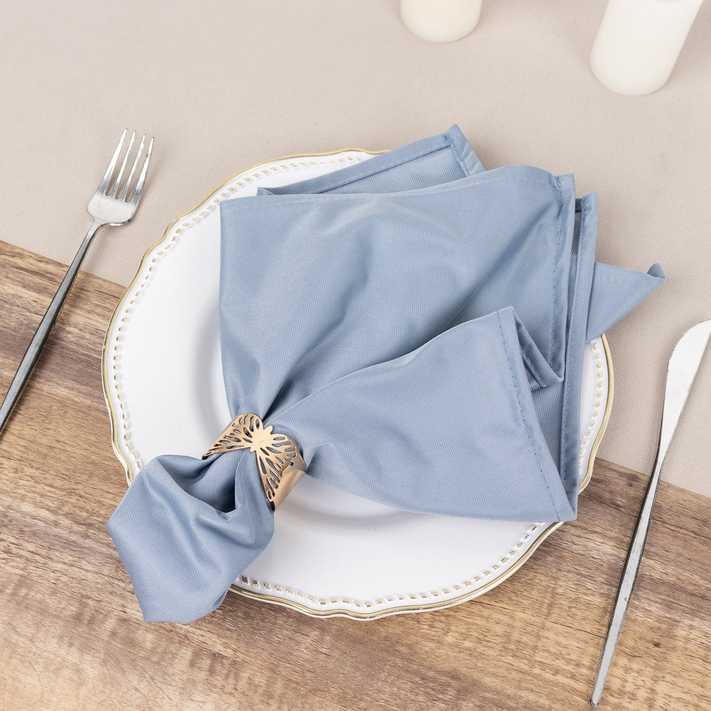 Balsacircle 5Dusty Blue Premium 20X20 in Scuba Polyester Dinner Table Cloth Napkins Party Events Decorations Supplies