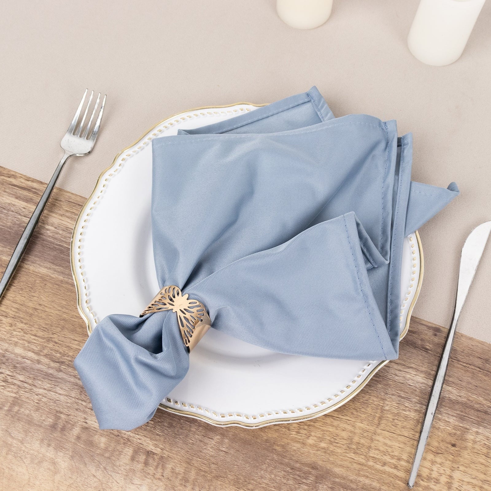 Balsacircle 5Dusty Blue Premium 20X20 in Scuba Polyester Dinner Table Cloth Napkins Party Events Decorations Supplies