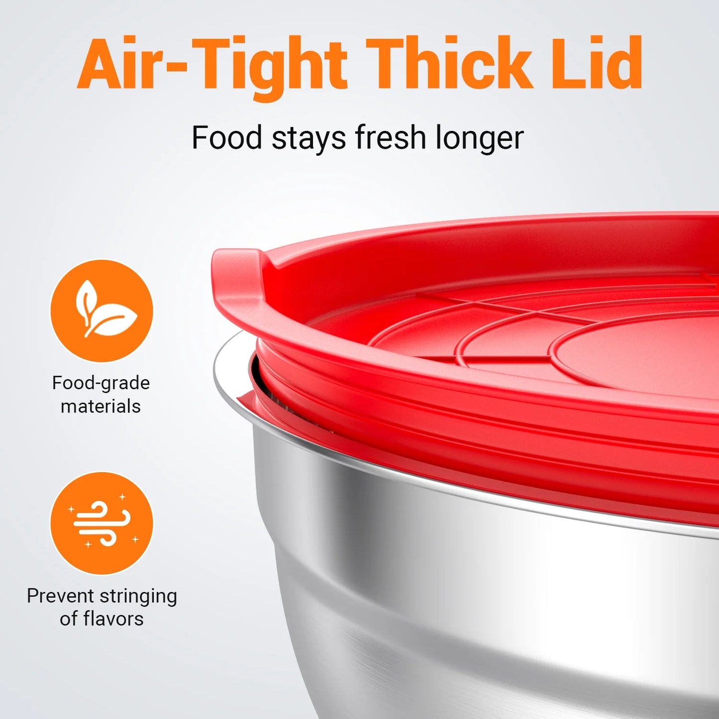 Stainless Steel Mixing Bowls Set with Lids - 7-Piece Nesting Bowls for Kitchen Prep, Baking, and Serving (7QT, 4.5QT, 3QT, 2QT, 1.5QT, 1QT, 0.7QT) - Multicolor