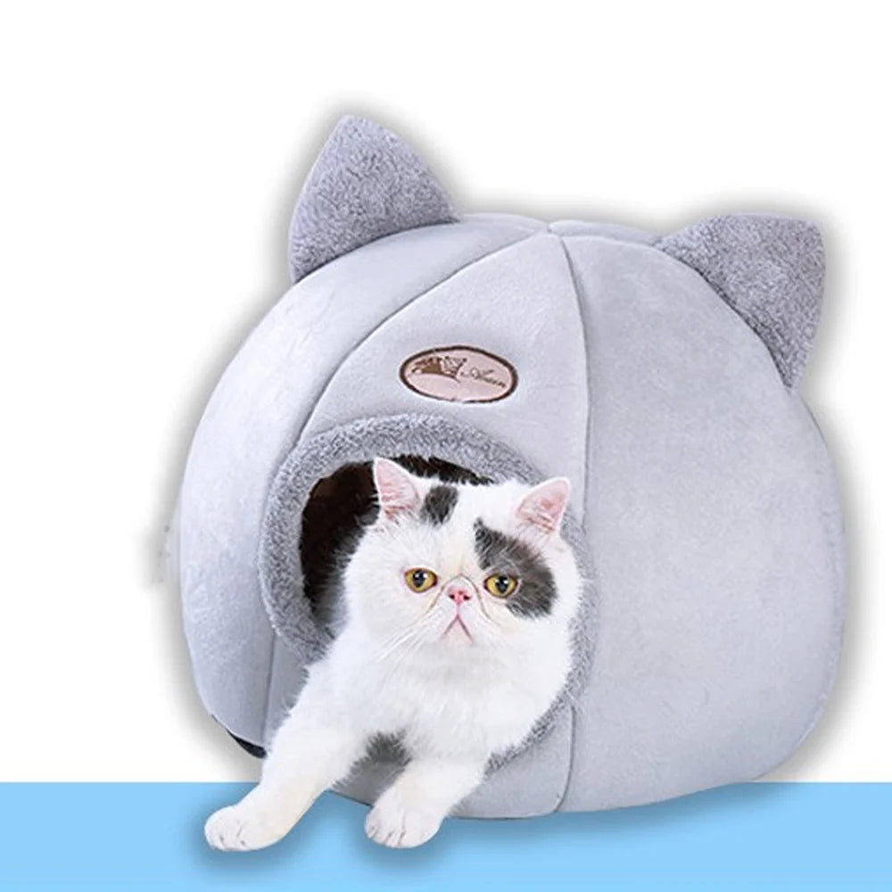 Pet Tent Cave Bed for Cats/Small Dogs Self-Warming 2-In-1 Cat Tent/ Bed/Cat Hut with Removable Washable Cushion, Comfortable Pet Sleeping Bed