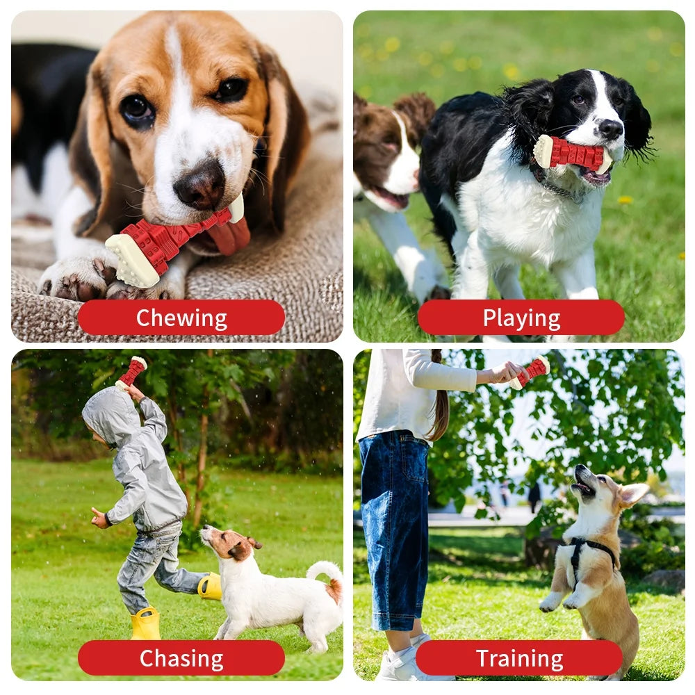 Interactive Chew Toys for Large Breed Dogs - Durable Enrichment Toys for Aggressive Chewers, Red