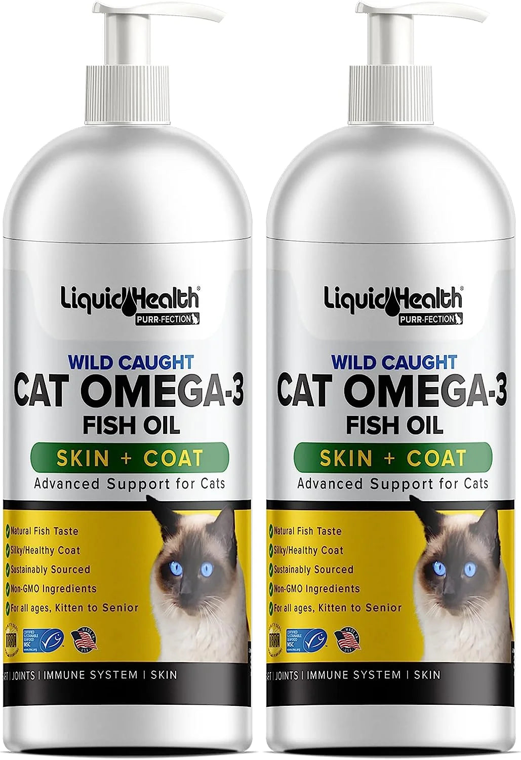 Omega 3 Fish Oil Cat Supplements & Vitamins with EPA, DPA & DHA, 8 Oz
