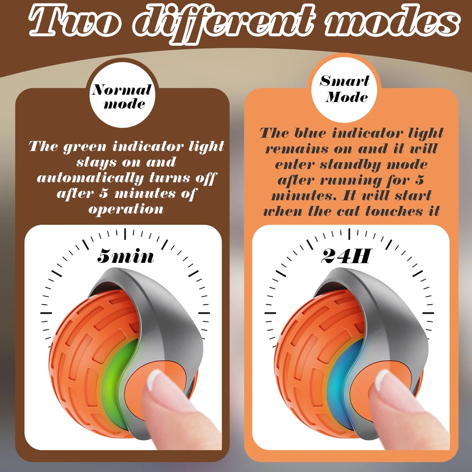 Cat Interactive Ball Toys Rolling Ball Faux Tail Rechargeable Smart Pet Toys Interactive Toys for Indoor Cats（2Pcs)）
