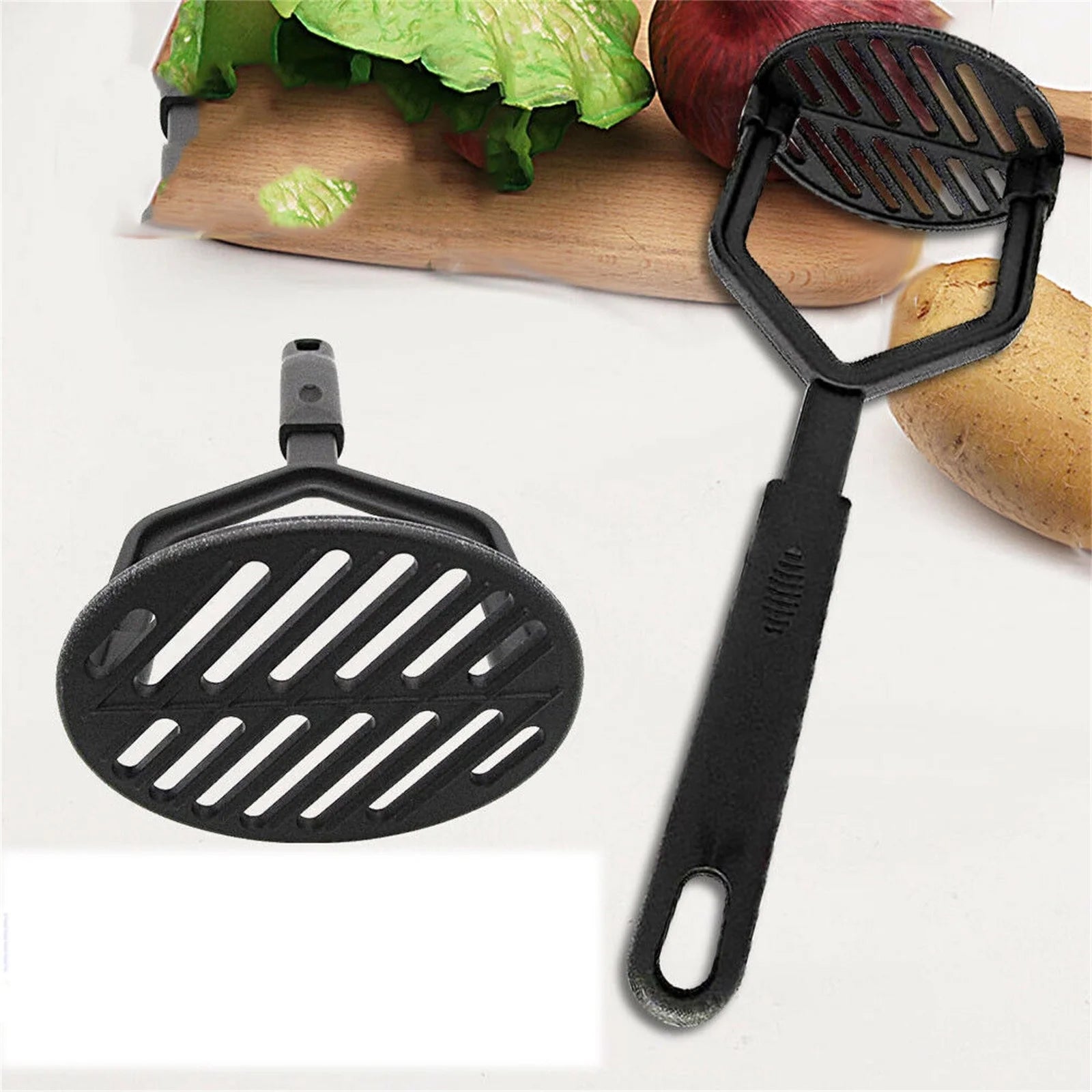 Cooking Vintage Potato Masher, 10" Sturdy and Heat Resistant, Safe for Non-Stick Cookware, Soft Grip Nylon Gadget, Black Clearance