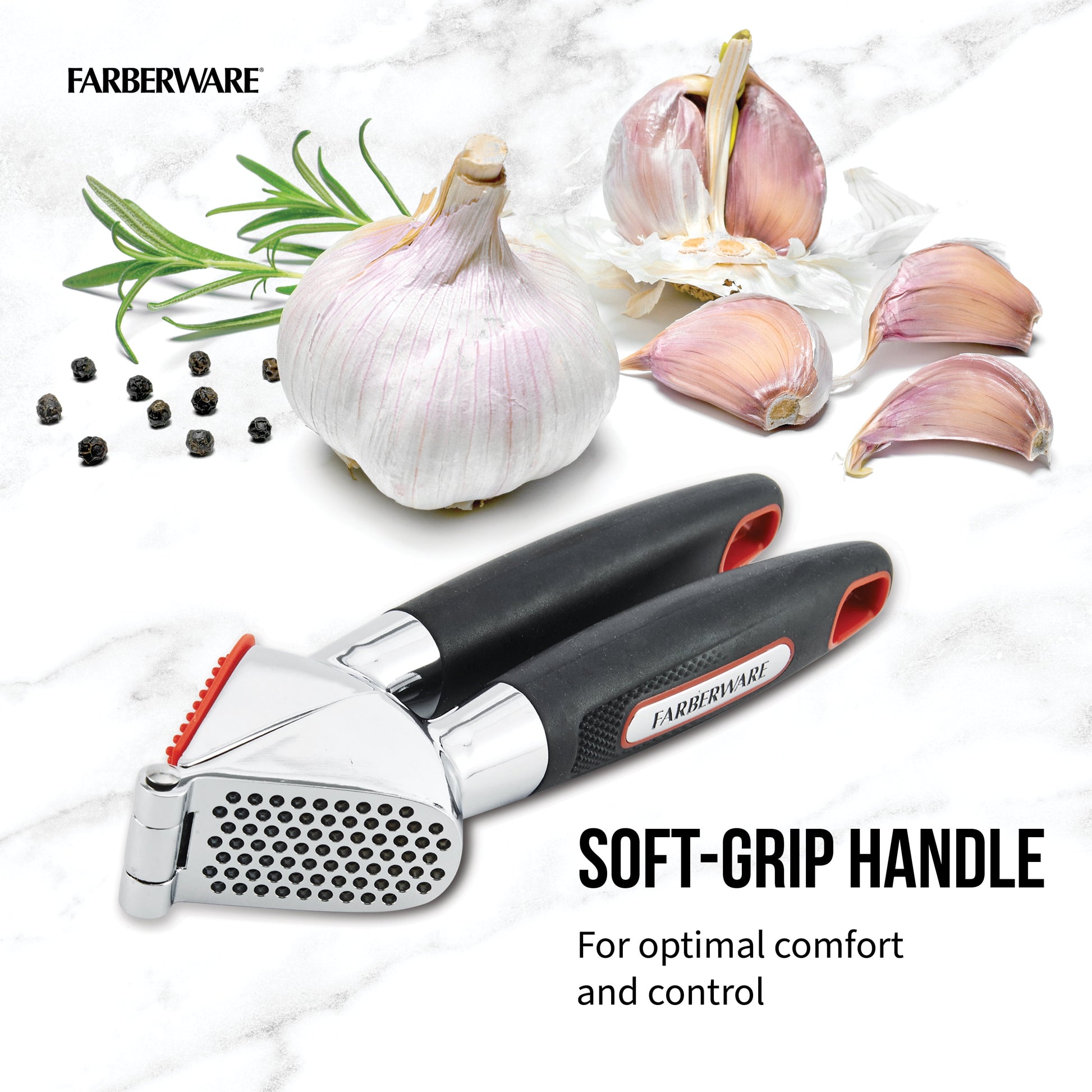 Soft Grips Stainless Steel Garlic Press with Black Handles