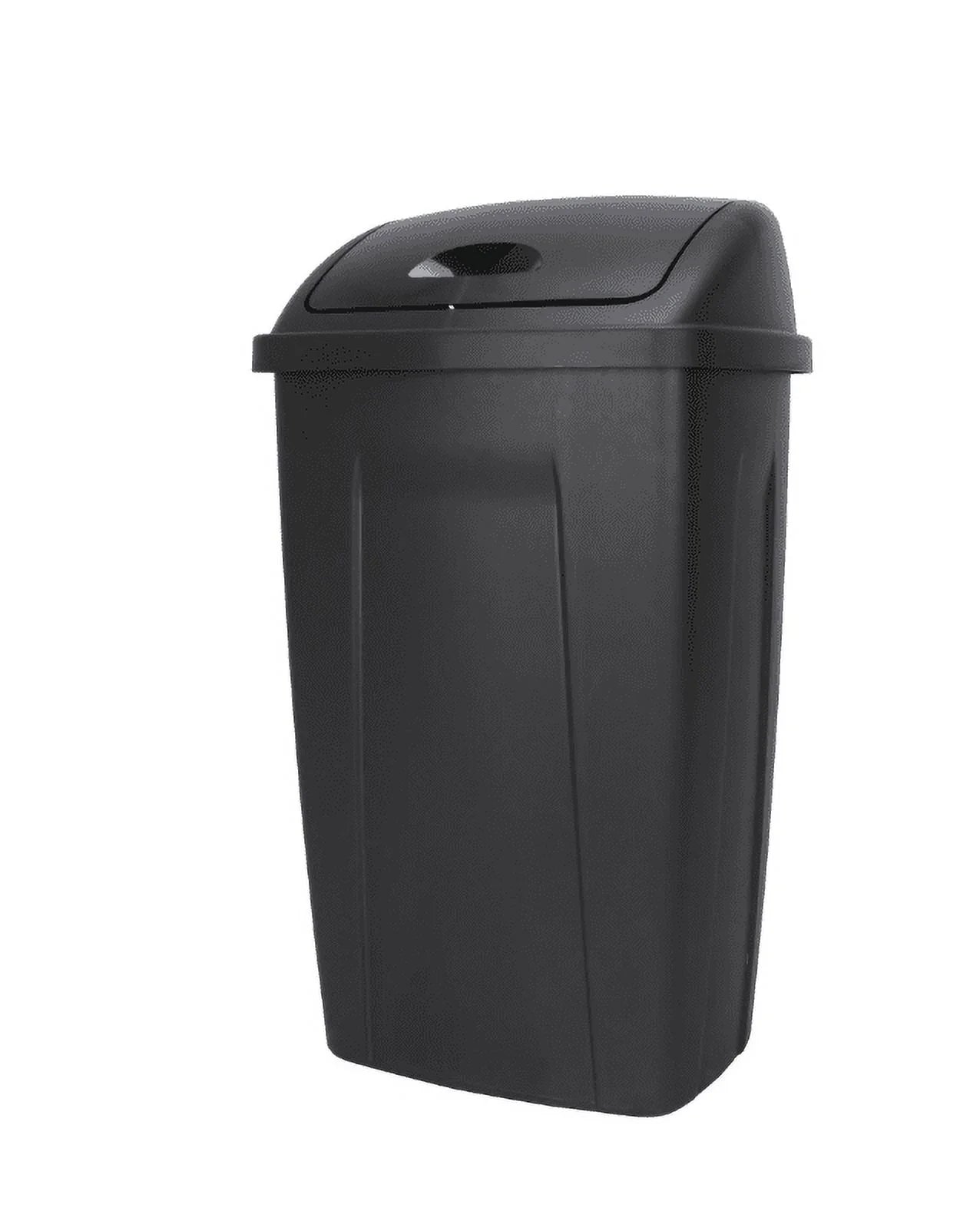 Kitchen Trash Can, 13 Gallon, Plastic Swing Top Garbage Bin, Black