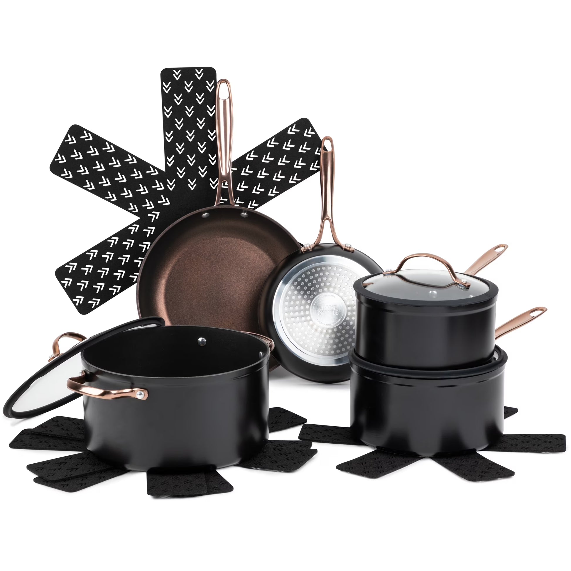 Signature Collection 12-Piece Non-Stick Cookware Set - Rose Gold