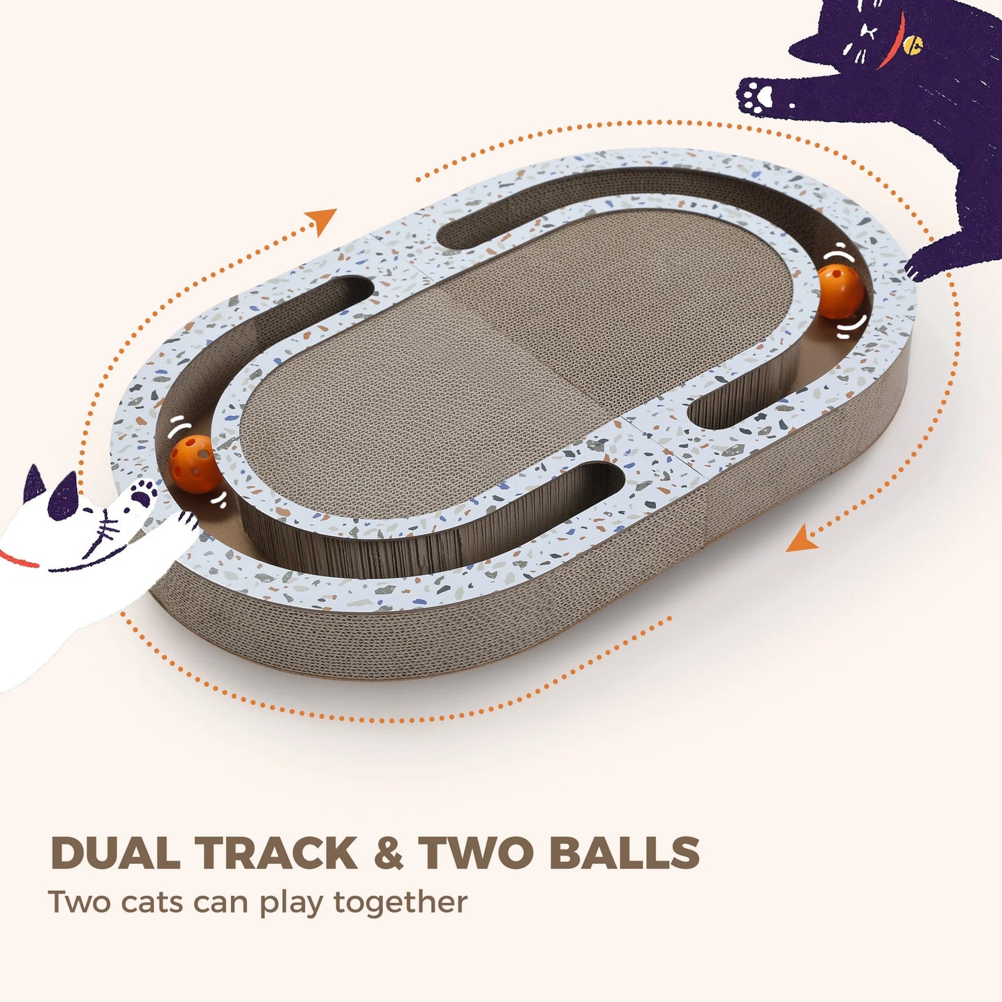 Cardboard Cat Scratcher with Interactive Toy Balls - 22.4" x 13.8" for Indoor Cats