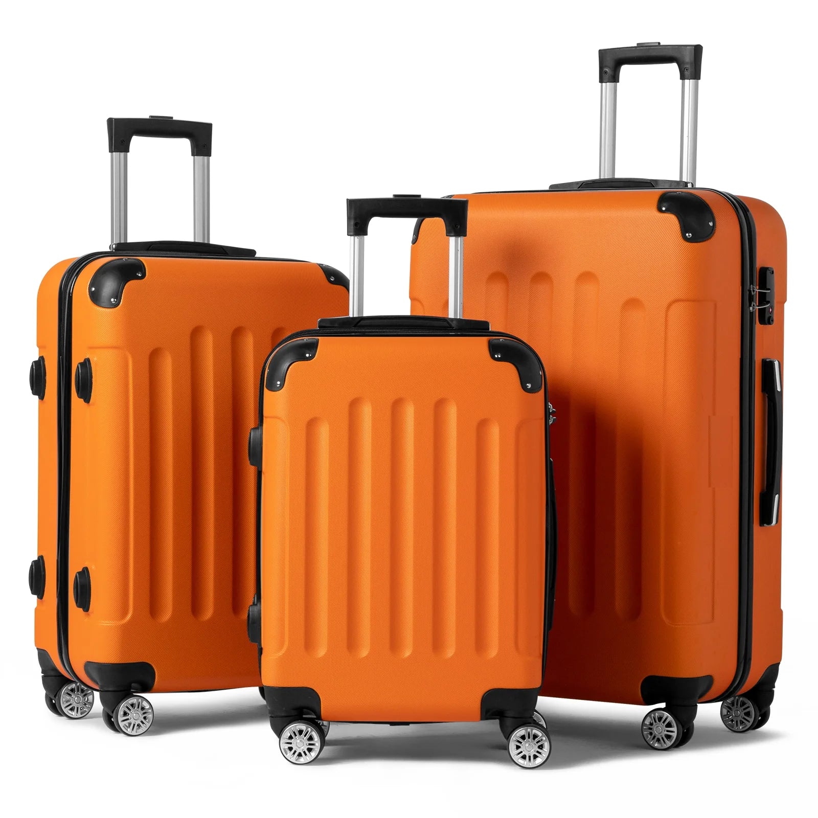 Lightweight Hardside 3-Piece Spinner Luggage Set in Orange with TSA Lock