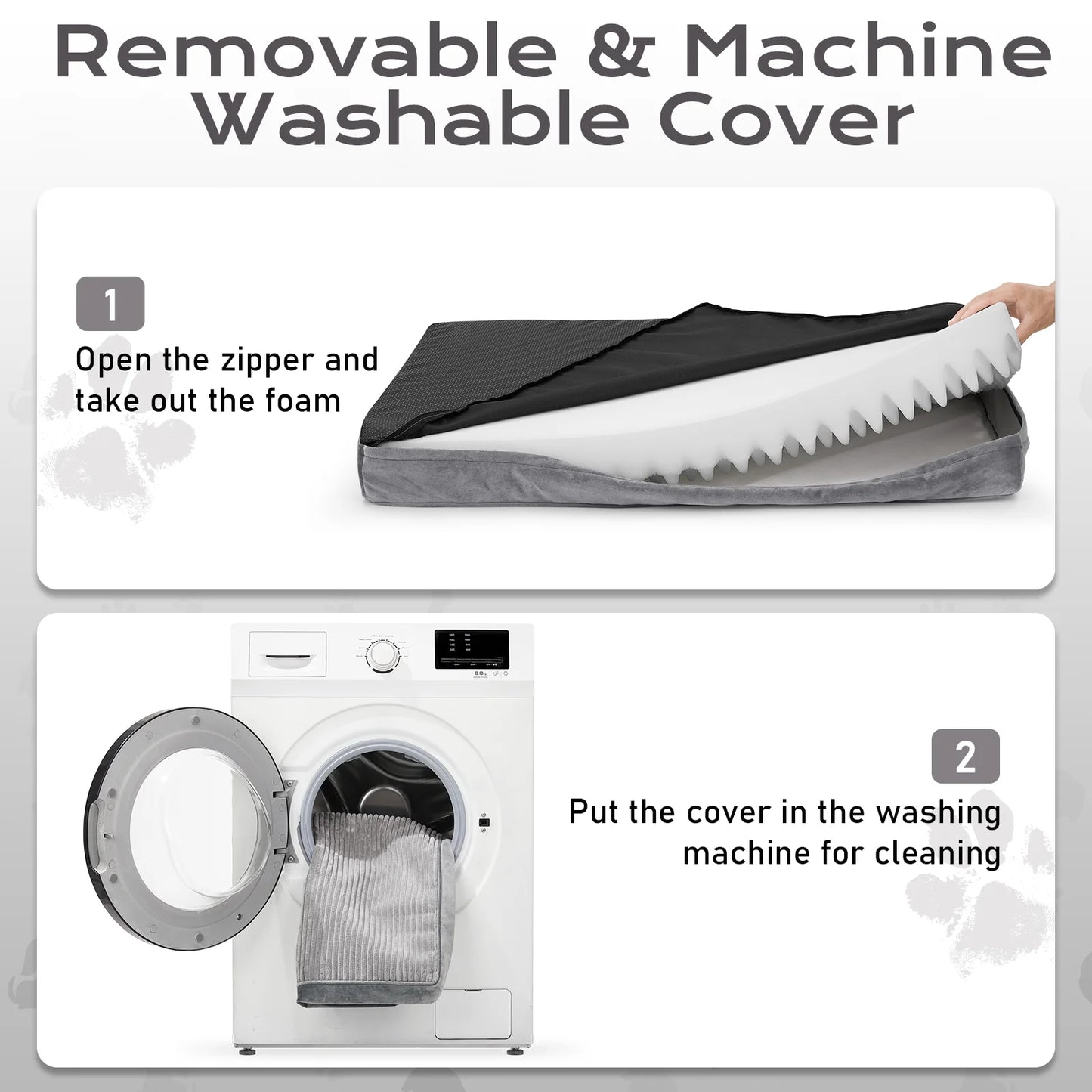 Large Orthopedic Dog Bed with Removable Washable Cover, Non-Slip Base, and Waterproof Liner, Ideal for Crates, 35" x 22" x 3.5", Gray