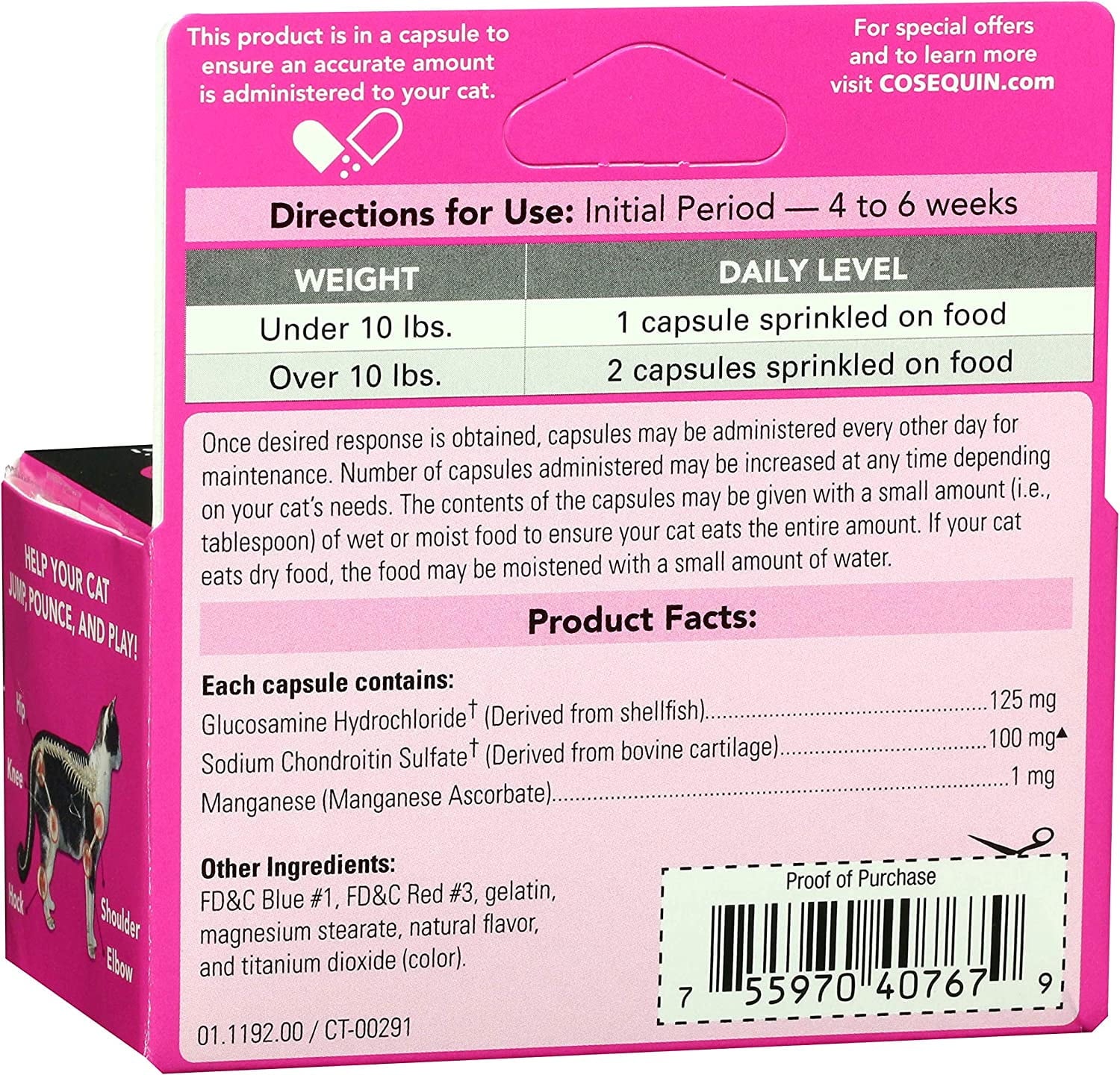 Nutramax Cosequin for Cats Joint Health Supplement, Contains Glucosamine for Cats, Sprinkle Capsules, 30 Count