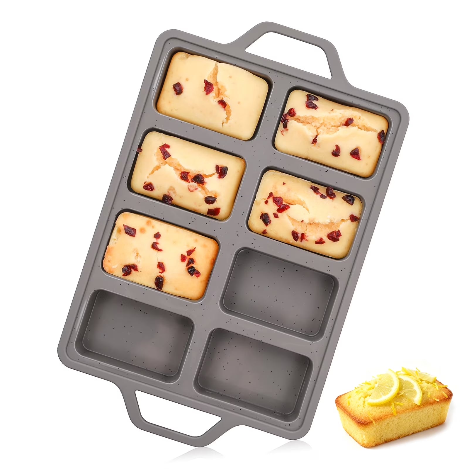 Mini Loaf Pans - Metal Reinforced Silicone Bakeware with 8 Cavities, Nonstick, 1 Pack