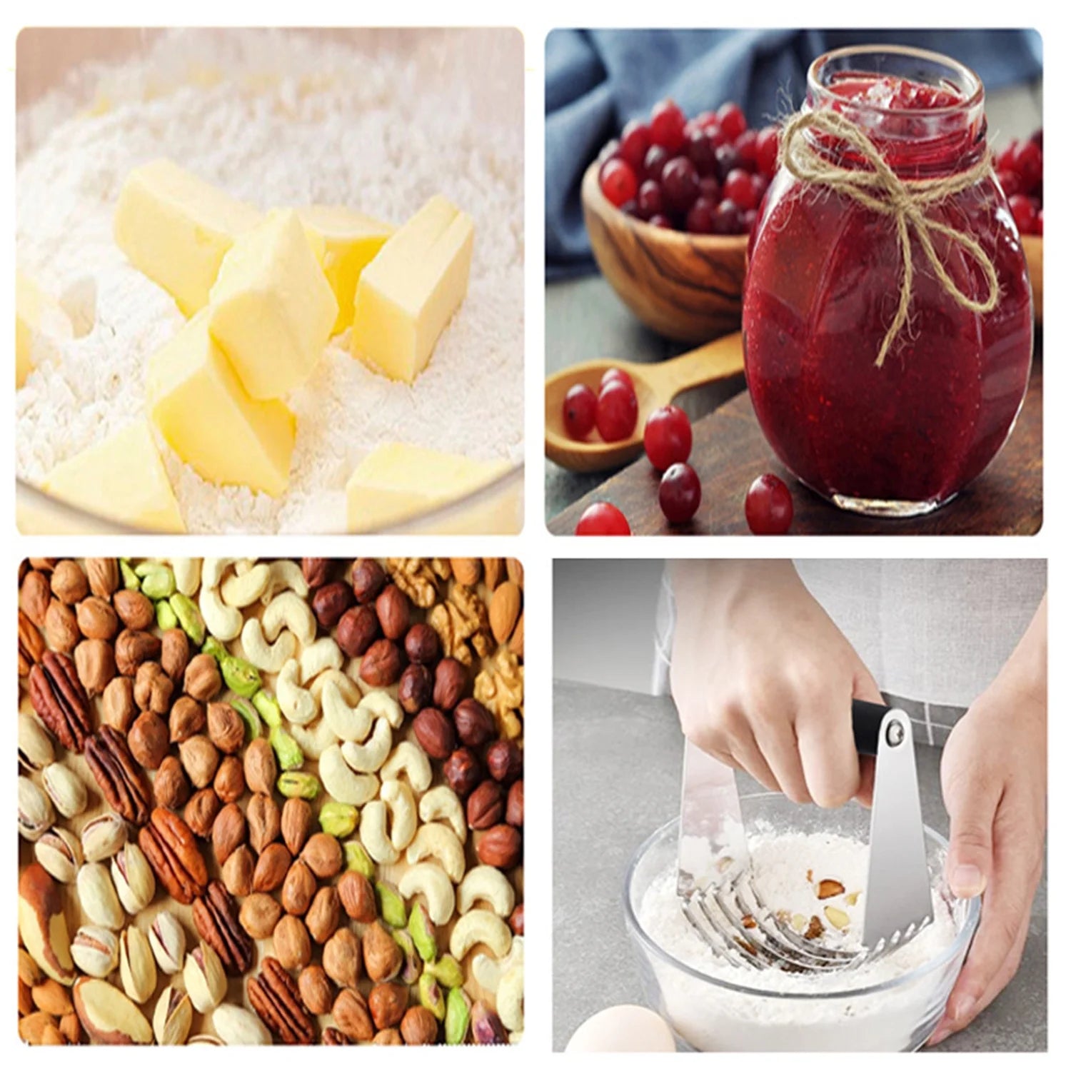 Stainless Steel Potato Masher, Hand Potato Smasher with Non-Slip Handle for Baby Food Fruit Vegetable