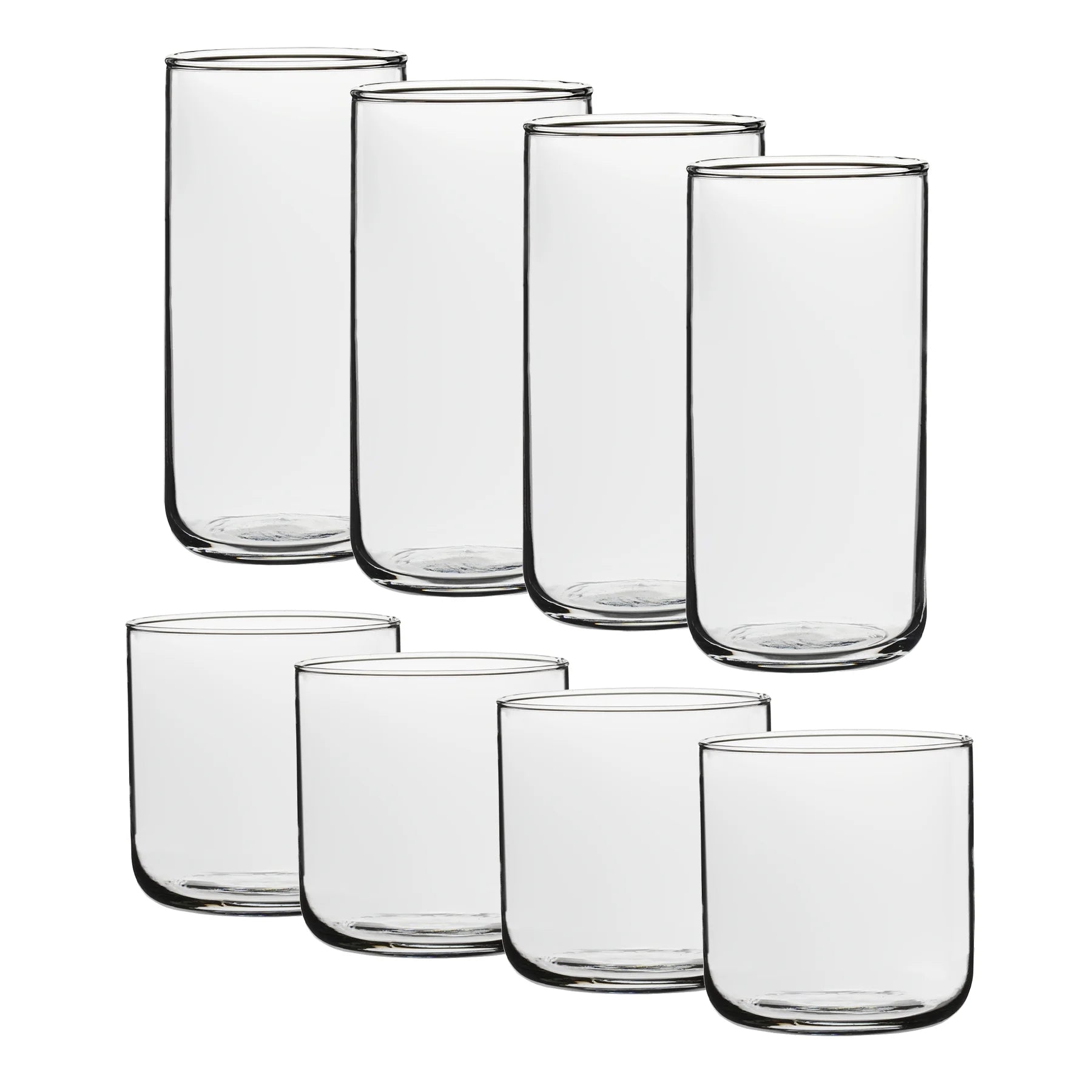 Brooks Glass Drinkware, 12.5 Ounce & 18 Ounce, Set of 8