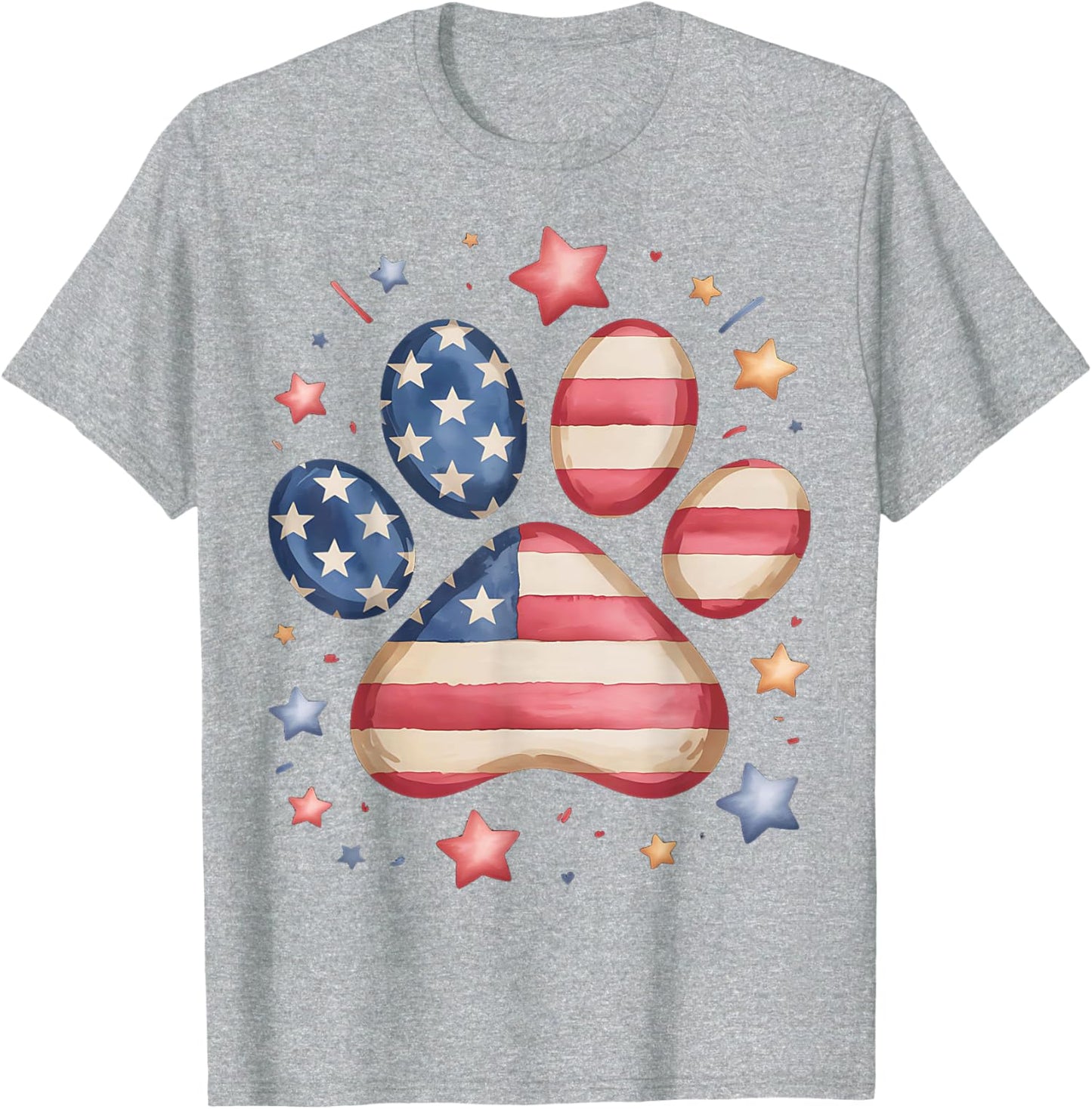 American Flag Patriotic Dog Cat Paw Print 4Th of July Unisex T-Shirt
