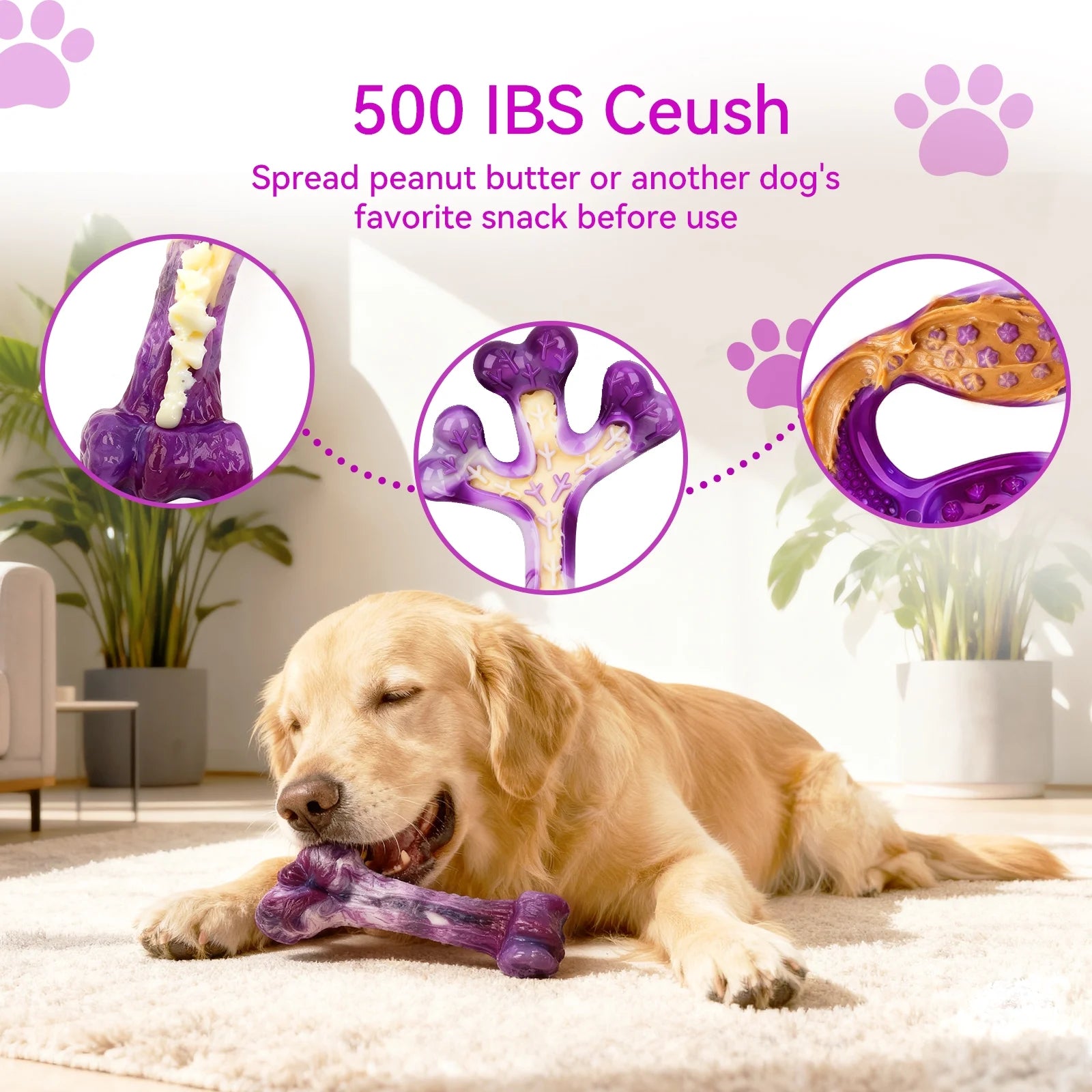 Durable Rubber Dog Chew Toys for Aggressive Chewers, 3-Pack with Meat Flavors (Bacon, Beef, Smoked) to Keep Dogs Engaged