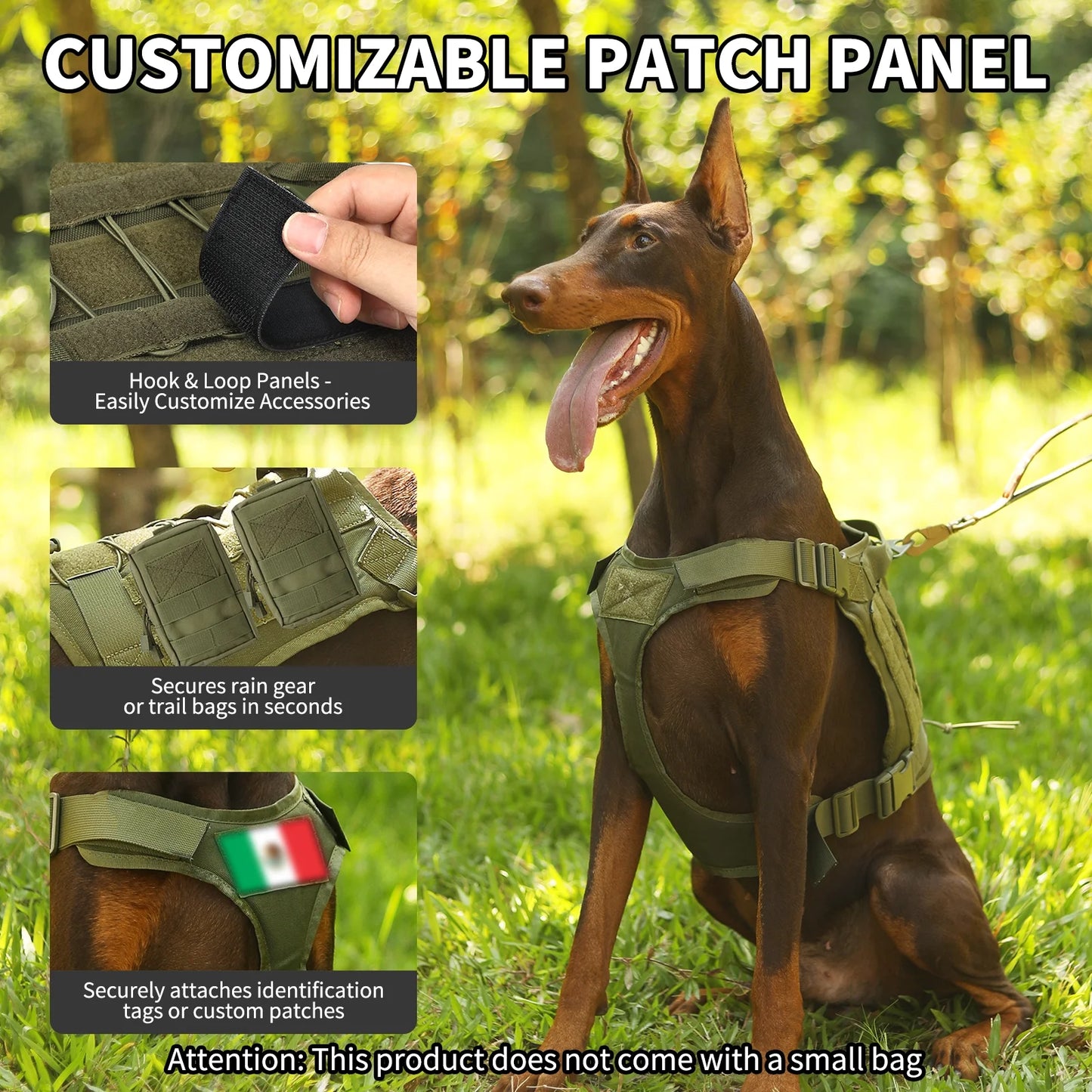 Dog Harness, No Pull Dog Harness for Large Dogs, Heavy Duty Pet Harness with Handle, Adjustable Easy on Pet Harness for Running Walking, Green L