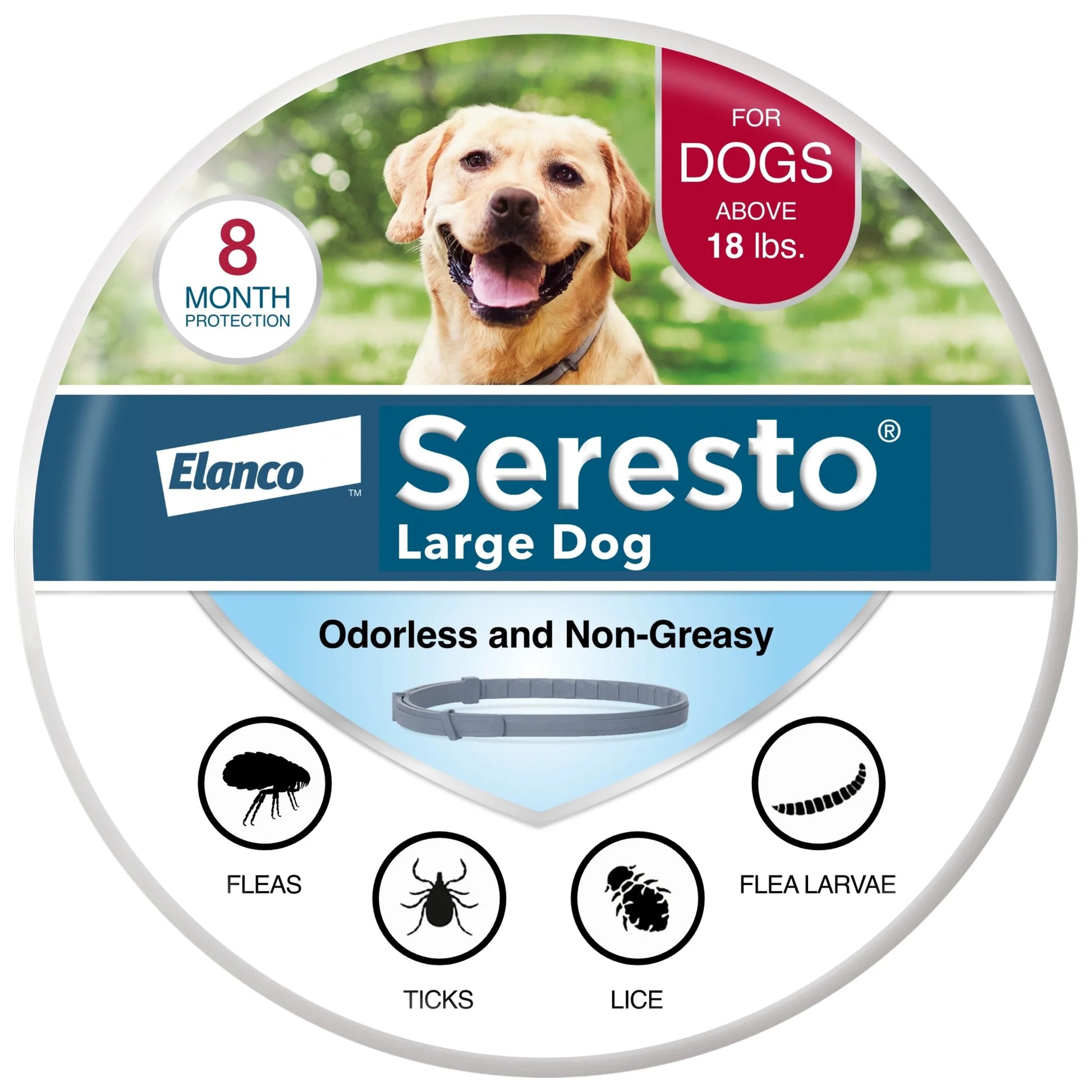 8-Month Flea and Tick Prevention Collar for Large Dogs (18+ lbs) - 2 Pack, Vet-Recommended