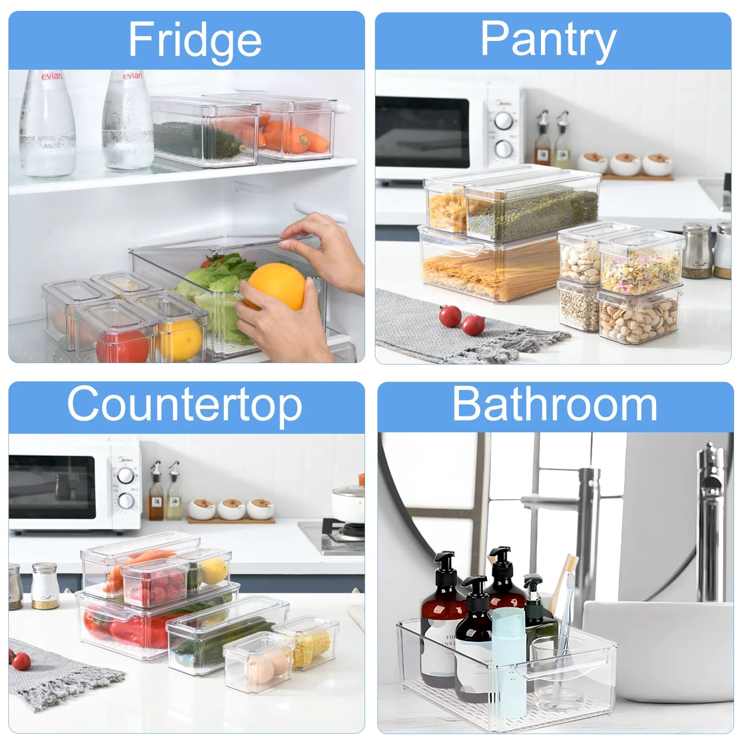 14 Pcs Fridge Organizers and Storage with Lids - Thumbnail 4