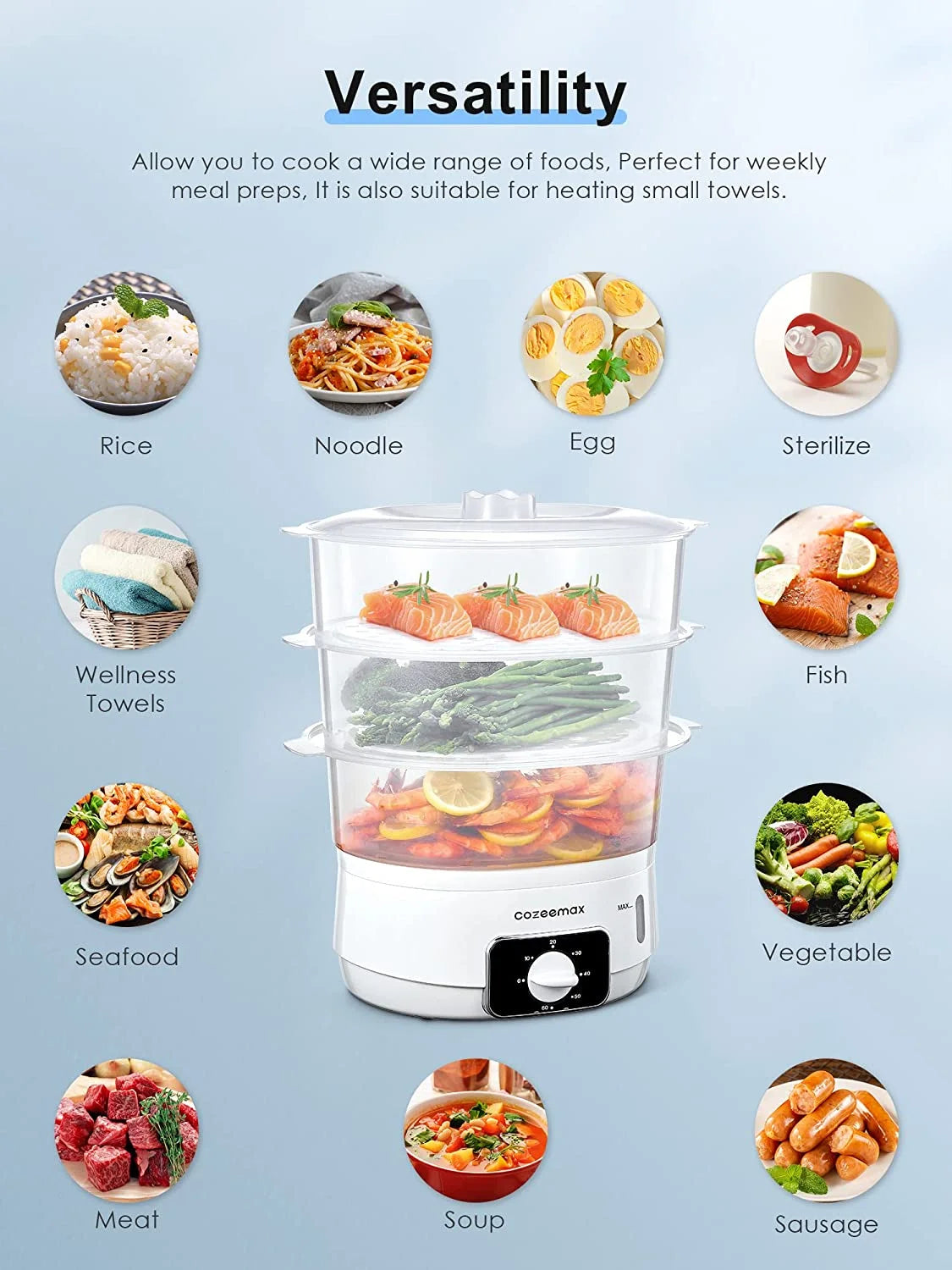 Food Steamer 13 L In3-Tier in Electric Steamer