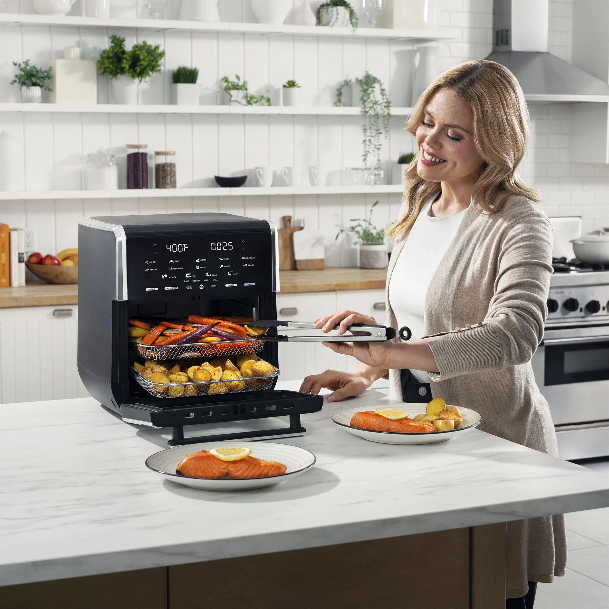 14-Quart Multi-Function Air Fryer Oven with Rotisserie, Dehydrator, and Temperature Probe in Stainless Steel