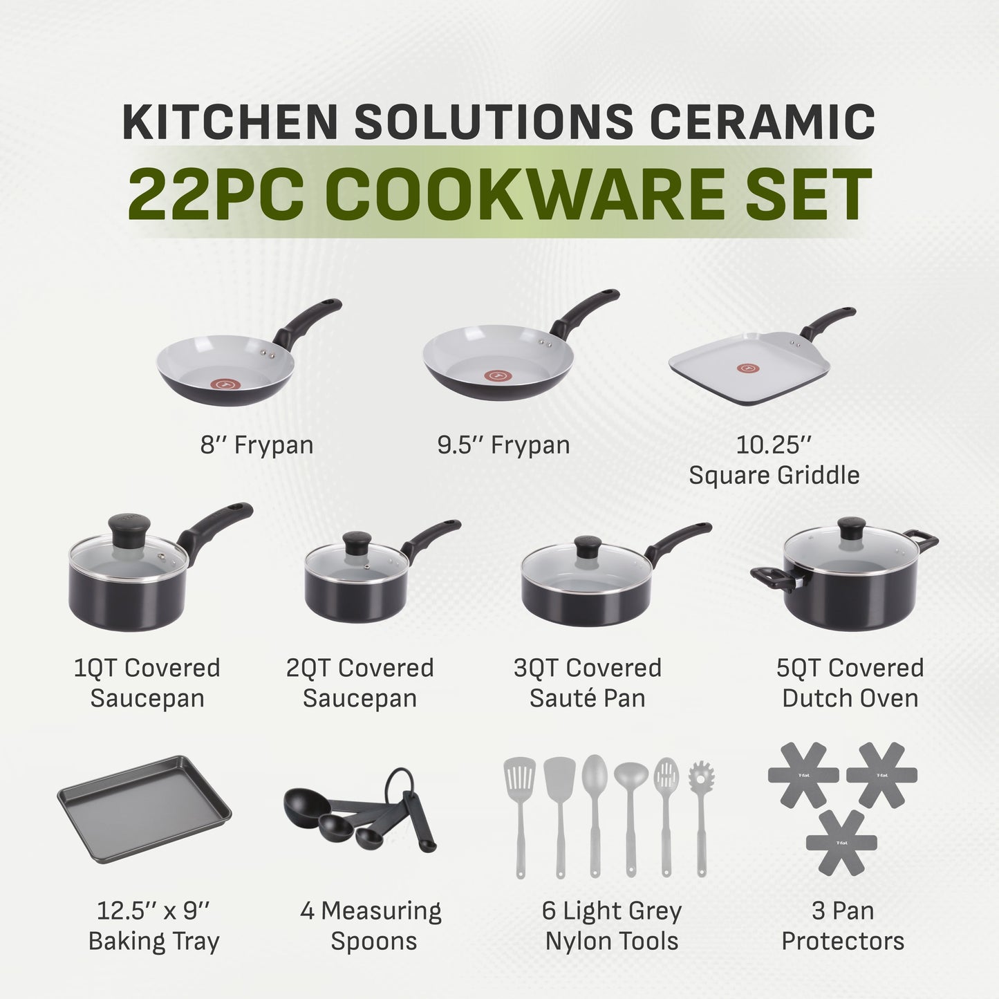Kitchen Solutions 22-Piece Ceramic Cookware Set in Black