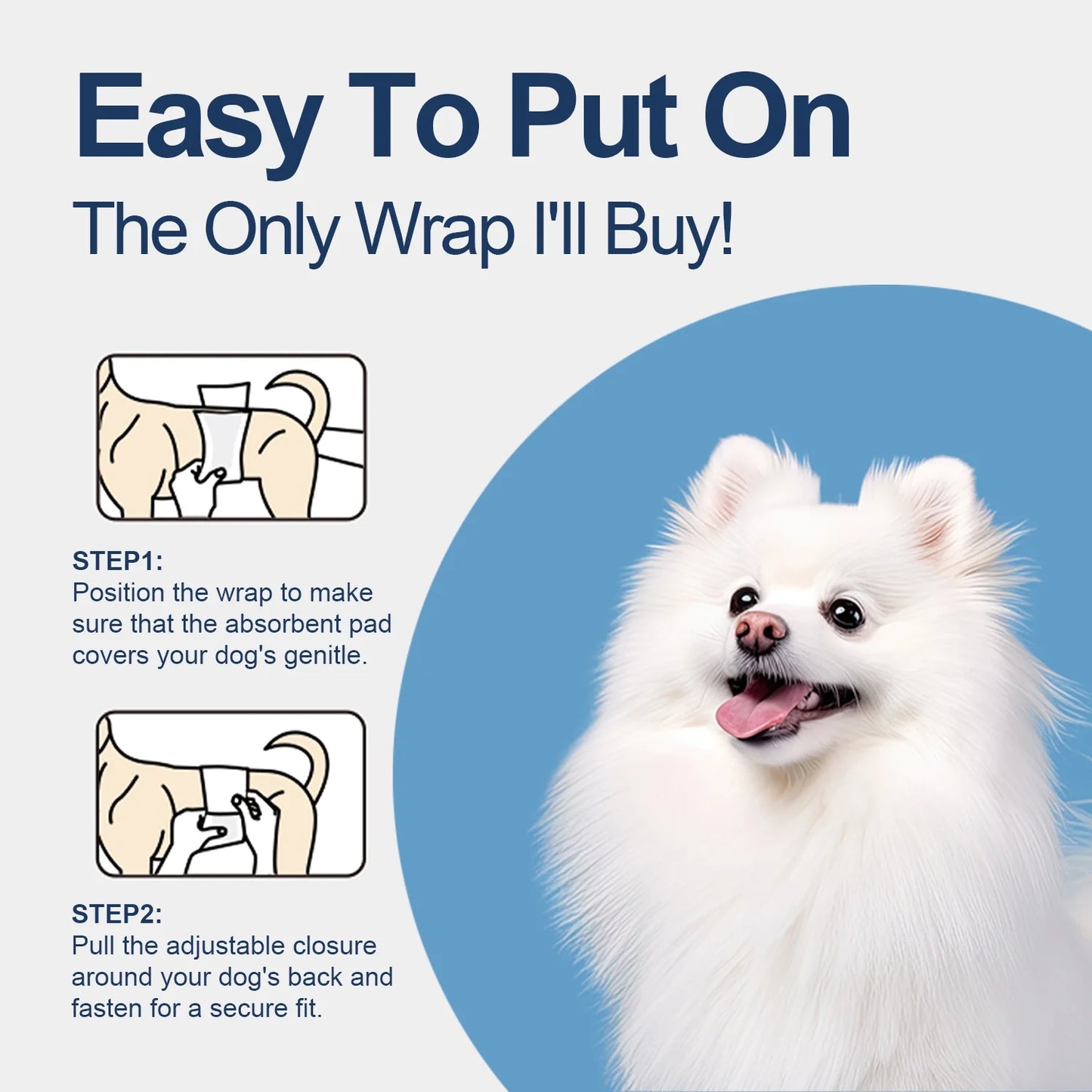All-Absorb A26 Disposable Male Dog Wraps, 50 Count, Small, Ultra Absorbent and Breathable