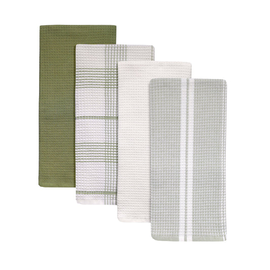 4 Piece Waffle Kitchen Towel, Green