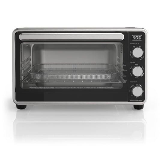 Black + Decker Crisp 'N Bake PRO 6-Slice Air Fry Toaster Oven with Basket, Pan, Rack & Tray, Stainless Steel
