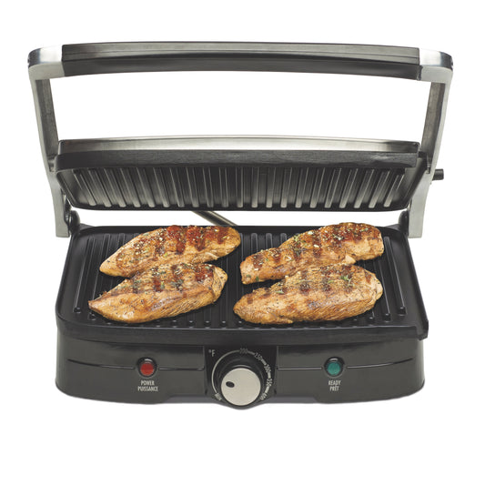 Indoor Grill and Panini Press 2 in 1, Nonstick Plates, Stainless Steel
