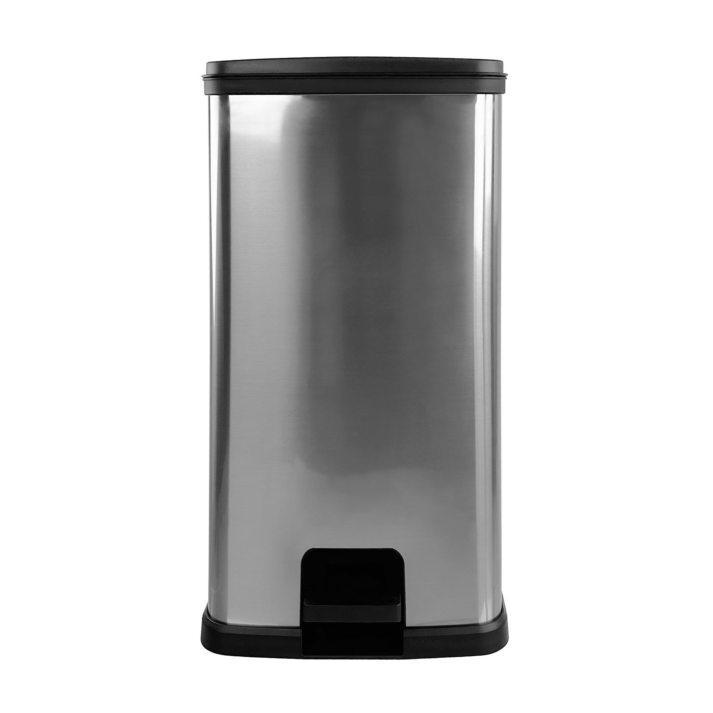 Kitchen Trash Can, 13 Gallon, Plastic Rectangular Step Garbage Bin, Silver