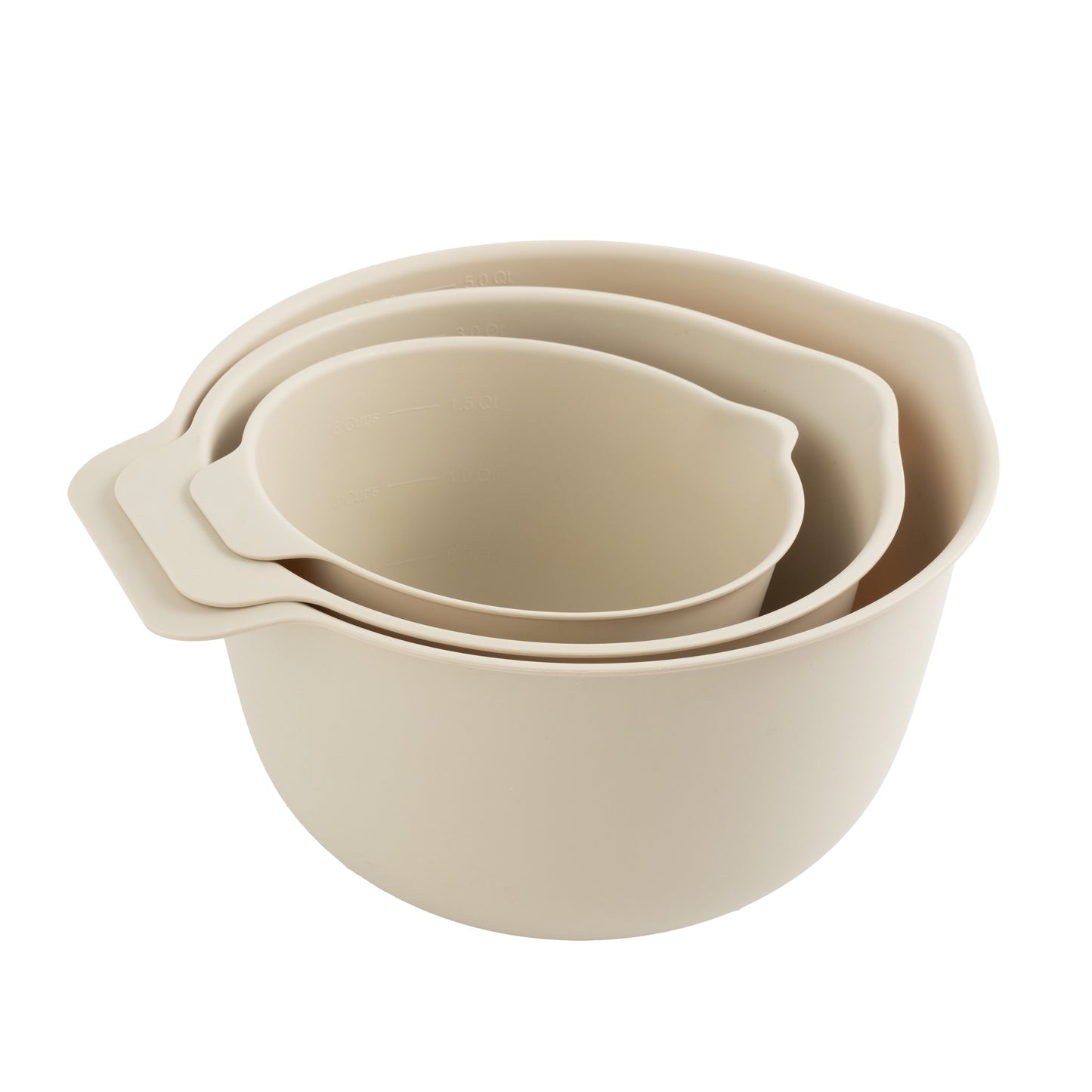 3 Pieces of Mixing Bowl Set, 50% RPP, Recycled Material, 11.81 In, Papyrus Beige