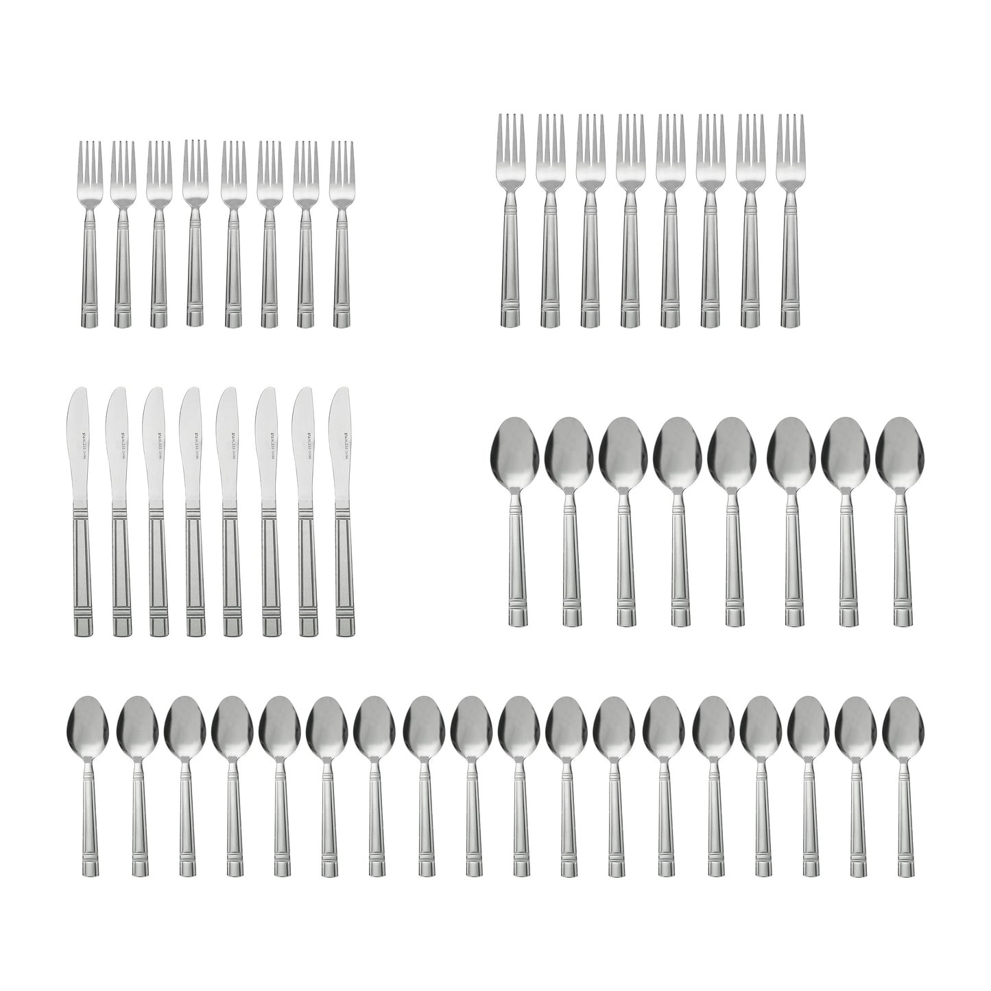 49 Piece Elena Adult Stainless Steel Flatware and Organizer Tray Value Set Silver, Service for 8